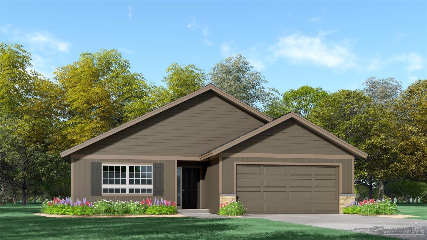 Navajo plan in NW Redmond w/2 car garage. Open plan w/spacious kitchen, bar seating, great room w/Gas fireplace. Kitchen features double pantries, Shaker style Knotty Alder cabinets w/crown molding & Quartz slab counters. Stainless appliances, gas range. Wood laminate flooring throughout living area. Lg Master Suite w/walk in closet. High efficiency Gas Furnace, A/C ready! Model Open Sat & Sun 12-3pm at corner of NW 19th & NW Larch