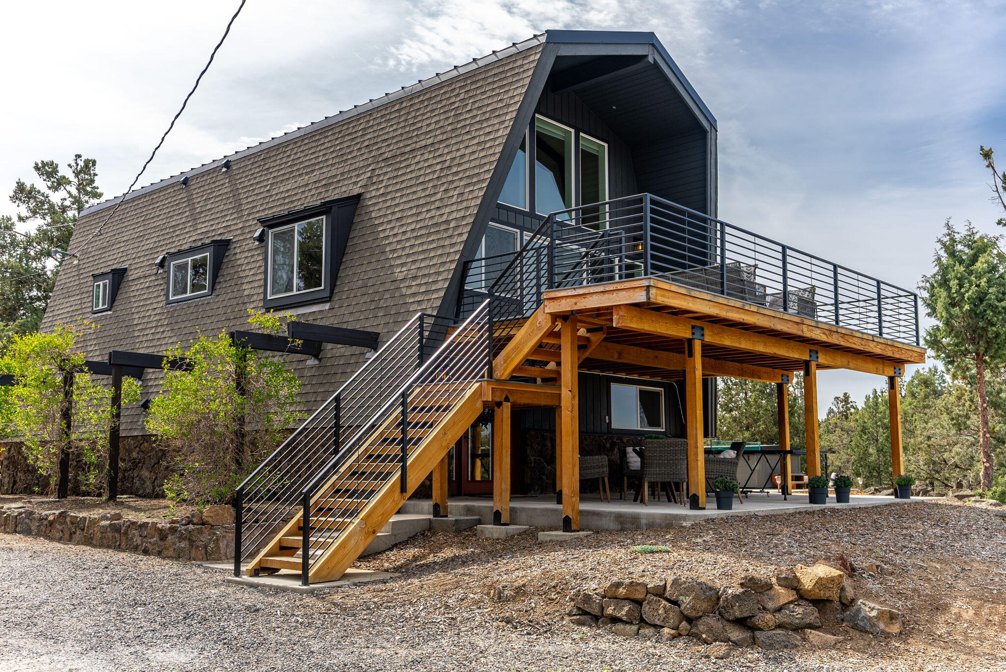 Welcome to the Basecamp Chalet - a completely reimagined modern farmhouse on 5.4 acres! Welcomed by sweeping Cascade Mountain views, there's endless outdoor entertaining spaces in this quintessential Central Oregon landscape, complete with 1 acre of irrigation. If the stunning outdoor space hasn't won you over, wait until you step inside! This dreamy kitchen was made for making memories and the open-concept living space seamlessly transitions into the expansive outdoor patio with exceptional mountain views. This newly remodeled home features a brand new kitchen with high end finishes, 2 new bathrooms, and so much more. The downstairs 1 bed/1 bath unit (with a full kitchen!) adds the perfect space for multigenerational living or income potential. Minutes from The Bite in Tumalo + some of Bend's best NE amenities, but with a space like this, you'll never want to leave. Whether this is your new primary space or your dream retreat, the Basecamp Chalet isn't just a home - it's a lifestyle!