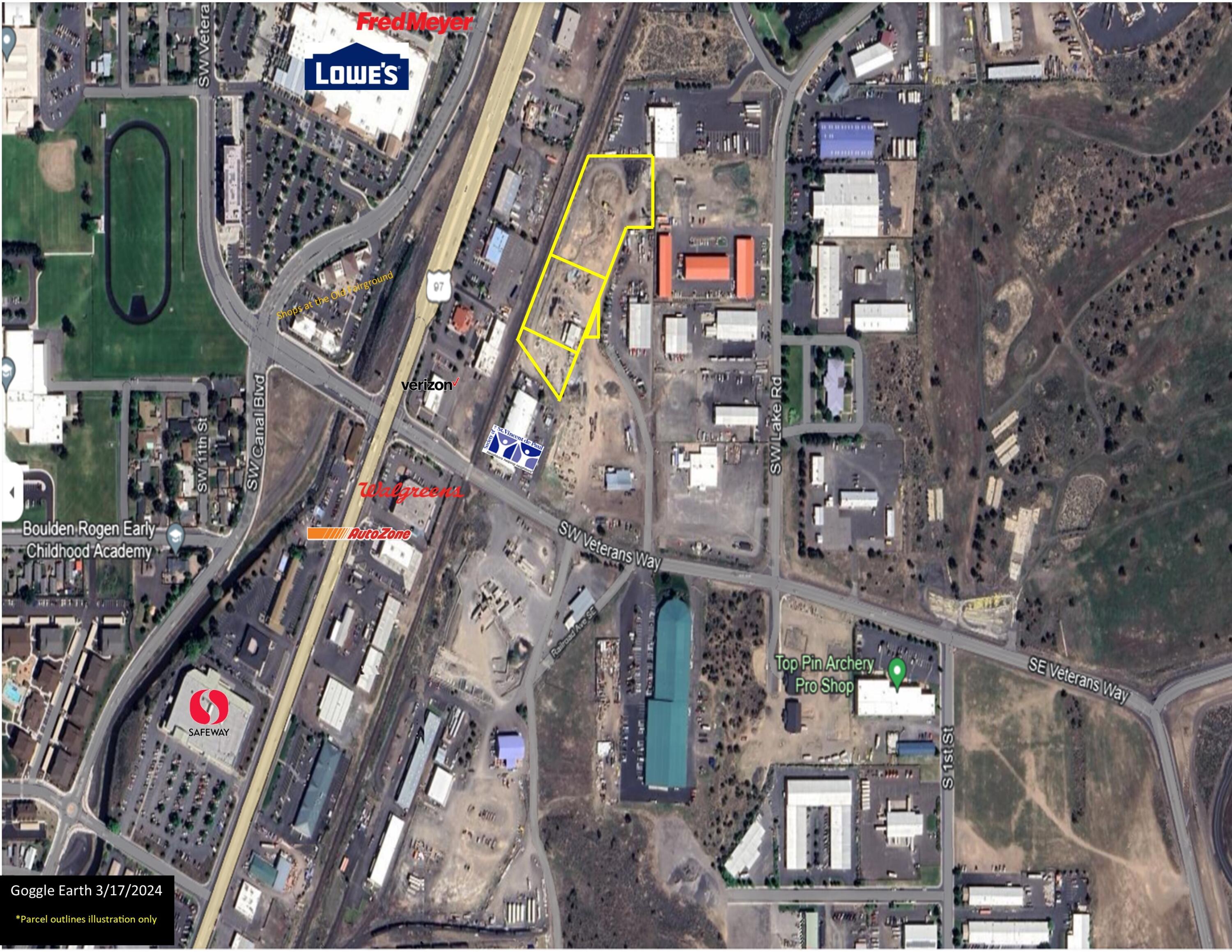 Approx. 3.5+/- Acres comprised of 4 tax lots of larger 6.9 acre parcel, M-2 with  #01200 undergoing lot-line adjustment to adjust subject lot to 0.40/AC +/-..Heavy Industrial lot well-located on Veterans Way and 0.20 miles from Highway 97 and less than 1 mile the Redmond Airport. Utilities to site/street, call Brokers.  This is an excellent opportunity for an owner/user to construct their own facility. Utilities are established to the property line on Veterans Way. -Clean Phase II (06/15/22) -Weigh Station -Within Enterprise Zone M-2 ZONING: The M-2 Heavy Industrial Zone is intended to promote the economic diversification by allowing a wide range of industrial and heavy commercial uses and providing sufficient land for industries that have a more pronounced impact on the urban environment because of noise, smoke, air and other emissions or because of traffic and other operating characteristics associated with these industries. Contact listing broker for additional information.