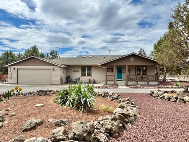 Welcome to this beautifully maintained home, perfectly situated on 5+ fully fenced acres.  Designed for comfort & functionality, this home offers slate tile flooring, skylights, & large living room windows that flood the room w/natural light while showcasing the stunning Cascade Mountain views. The spacious kitchen features hickory cabinets & ample counter space, perfect for cooking or entertaining.  A versatile bonus room doubles as a guest suite offering extra space for visitors or hobbies.  Equestrian amenities include cross-fenced pastures shaded by mature trees, arena, Ritchie auto waterers, horse shelter + enclosed 12x12 stall w/built in feeder & water. The 36x36 shop is equipped w/220 power & RV door, perfect for equipment, or toys. Enjoy the outdoors from the covered back patio, surrounded by easy-care landscaping. Whether you are an avid rider or simply seeking serene country living with modern conveniences, this property checks all the boxes. Professional photos coming soon.