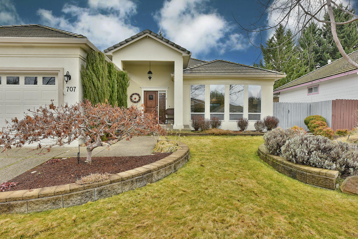 Enjoy wide streets and tile roofs in Alder Creek East. This 3 bedroom, 2 bathroom home offers a LIFESTYLE within a jaunt to dining, grocery, golf and medical. Meticulously maintained updated open floor plan and keyless front door w/speakeasy! Great room w/tray ceiling, bay window and open wood beams for a modern/rustic touch. 6'' base moldings, shiplap, board and batten. Wide plank hardwood floors, new light fixtures and hardware throughout. New soft close and pullout kitchen cabinets, granite counters, and island w/eating bar. Primary suite has vaulted ceiling and bathroom is renovated w/double sinks, Carrara marble counter, tile floor and walk-in tile shower. Updated main bathroom has cultured marble shower, granite counter and vessel sink. Recirculating hot water tank and computerized Trane HVAC system. Backyard completely fenced w/privacy stucco wall, covered patio, paver walkway, raised stone flower beds. 2 car garage, deep utility sink, RV parking. Immaculate and move-in ready!