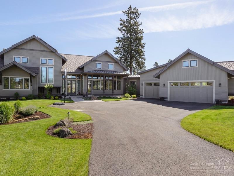Beautiful custom home in Tetherow with Cascade Mountain views. Gorgeous kitchen with huge island, custom Alder cabinetry, granite countertops, double ovens and gas cook-top. Dramatic great room with vaulted ceilings and beam detail, abundant natural light. Wide plank hardwoods for easy care. Tranquil master suite and 4th bed on main. 2 addl guest suites, office/loft and bonus room with balcony on 2nd level. Lush landscaping, tons of storage. Solar and Platinum Earth Advantage Certification, many upgrades.