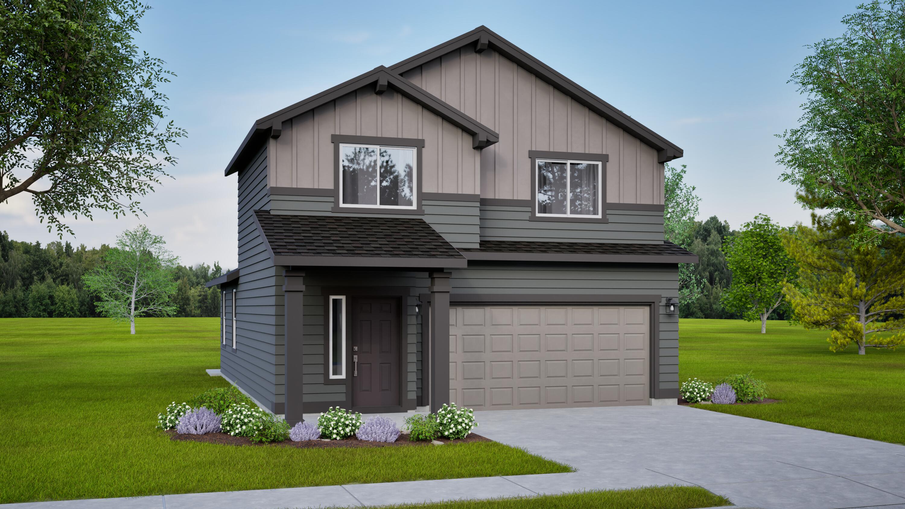 $25,000 Limited Time Offer with use of our Trusted Lenders!  Get in early and make it your own—personalize this home with your favorite design selections!   
The 1573 square foot Harrison is an intelligently designed two-story home that lives larger than most mid-sized plans. The first floor is home to a spacious main suite with an ensuite bath and dual vanity. The open living room is adjoined by the dining room and kitchen, which boasts ample counter space and cupboard storage. Near the entry is a convenient powder room for guests. Upstairs, two sizeable bedrooms offer large closets and share the second full bathroom. It's clear why this home continues to attract discerning homebuyers.
Parkside Place by Hayden Homes is the only new construction in Bend building townhomes with fully fenced traditional backyards, and the lowest monthly HOA fees.