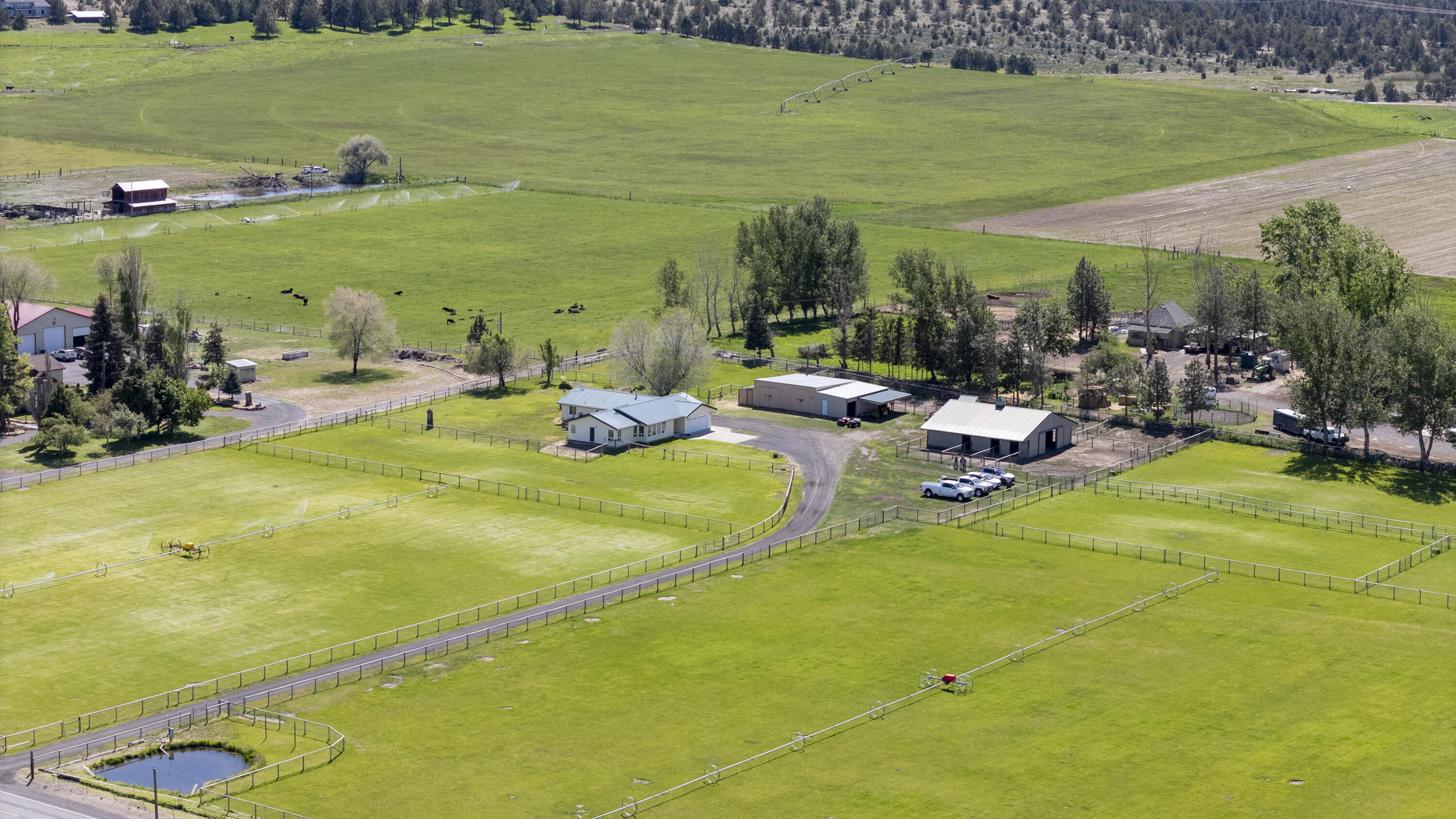 Welcome to your Central Oregon retreat - 9.89 acres of usable land with 8.9 acres of COID water rights, ideal for livestock, hobbies, or creating a dream rural lifestyle. The inviting 2,062 sq ft ranch home includes 4 bedrooms, 3.5 baths, and comfortable living spaces including a living room, dining room, kitchen, and family room. An attached 2 car garage adds everyday convenience. Horse and livestock owners will appreciate the barn with runs, thoughtfully designed paddocks with automatic waterers, and strong no-climb fencing with top rail. A versatile shop/equipment storage building with dog kennel and yard completes the setup.
Just minutes from the Deschutes River, public land access, and close to Redmond, this clean and move-in-ready property delivers both tranquility and accessibility.