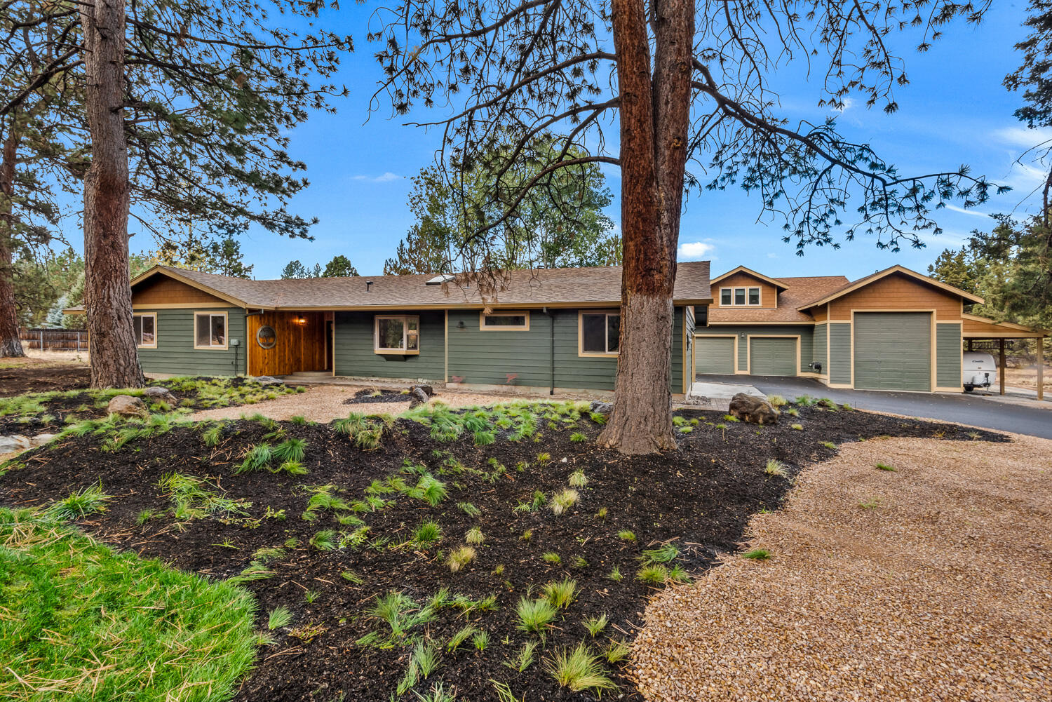 This extensively remodeled home in the desirable Saddleback subdivision provides a private, quiet setting down a dead end spur.  5 minutes to Shevlin and 10 minutes to downtown.  The home has a detached one bedroom ADU and tons of garage space (2220 square feet) for all your toys including an RV garage as well as outdoor covered RV parking.

There is an RV septic on site as well as 30 amp and 50 amp hook ups.

The landscaping is irrigated including the six large raised planting beds in the garden.

The property is set up for horses with around an acre fenced in with five foot no climb fencing and top rails.  There is a barn/shelter with a chicken coop attached with power.  Also includes a Ritchie Omni 1 heated trough, frost free hydrants and a little goat shelter.  Only a 7 minute drive to Tumalo Reservoir and endless riding trails.

Don't miss your opportunity to enjoy the feel of country living on this nice acreage so close to town.

Listing Agent related to Seller.