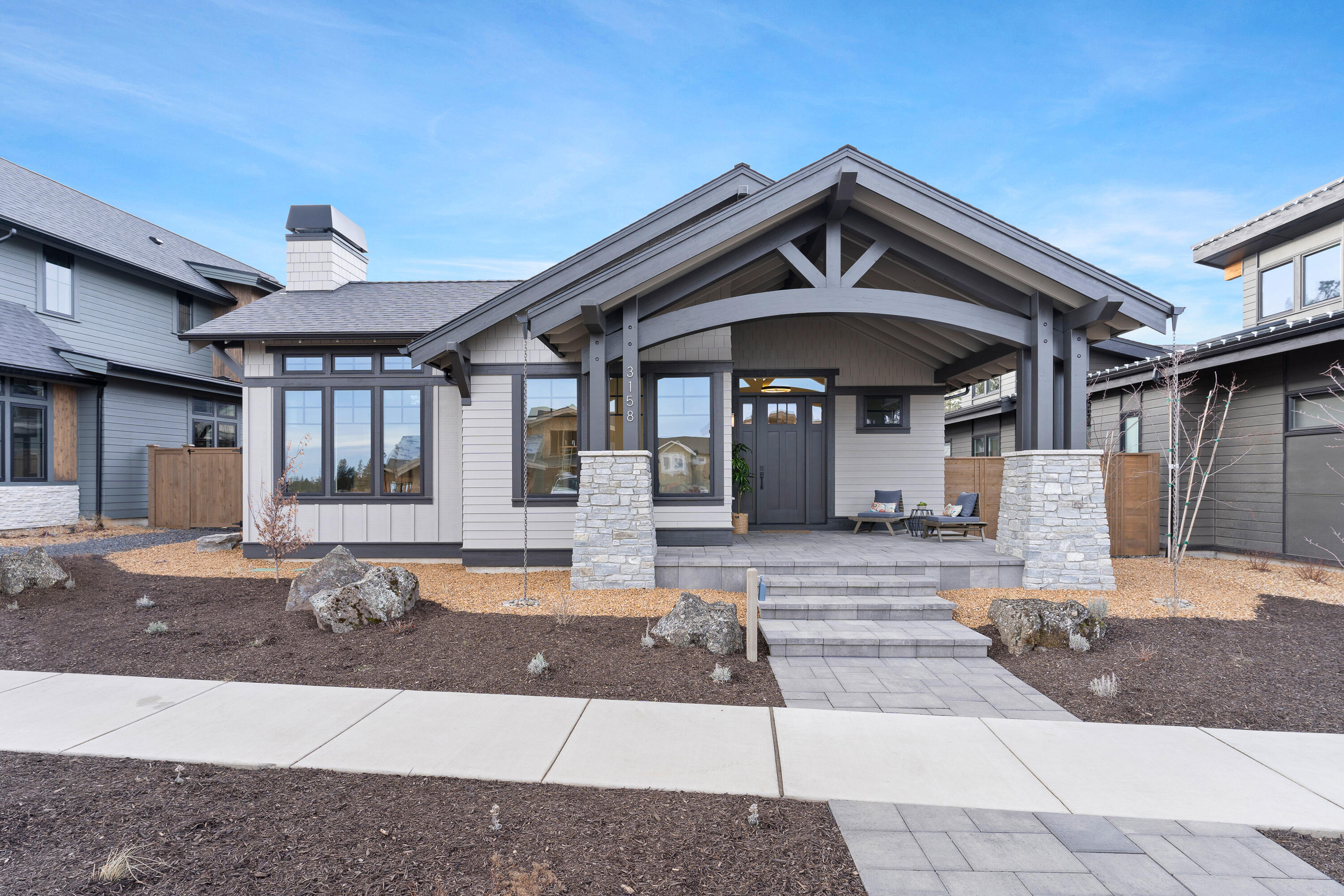 A must see in Northwest Bend's premier neighborhood, Discovery West. Hasenoehrl Custom Homes is well known for its exquisitely built homes with exceptional focus on detail. This stunner is single level with three bedrooms two baths and a flex room. High end finishes throughout and a three car garage with a bay to fit your Sprinter van or RV. The home was just completed and very easy to show. Home to be completed on or before January 15, 2024.