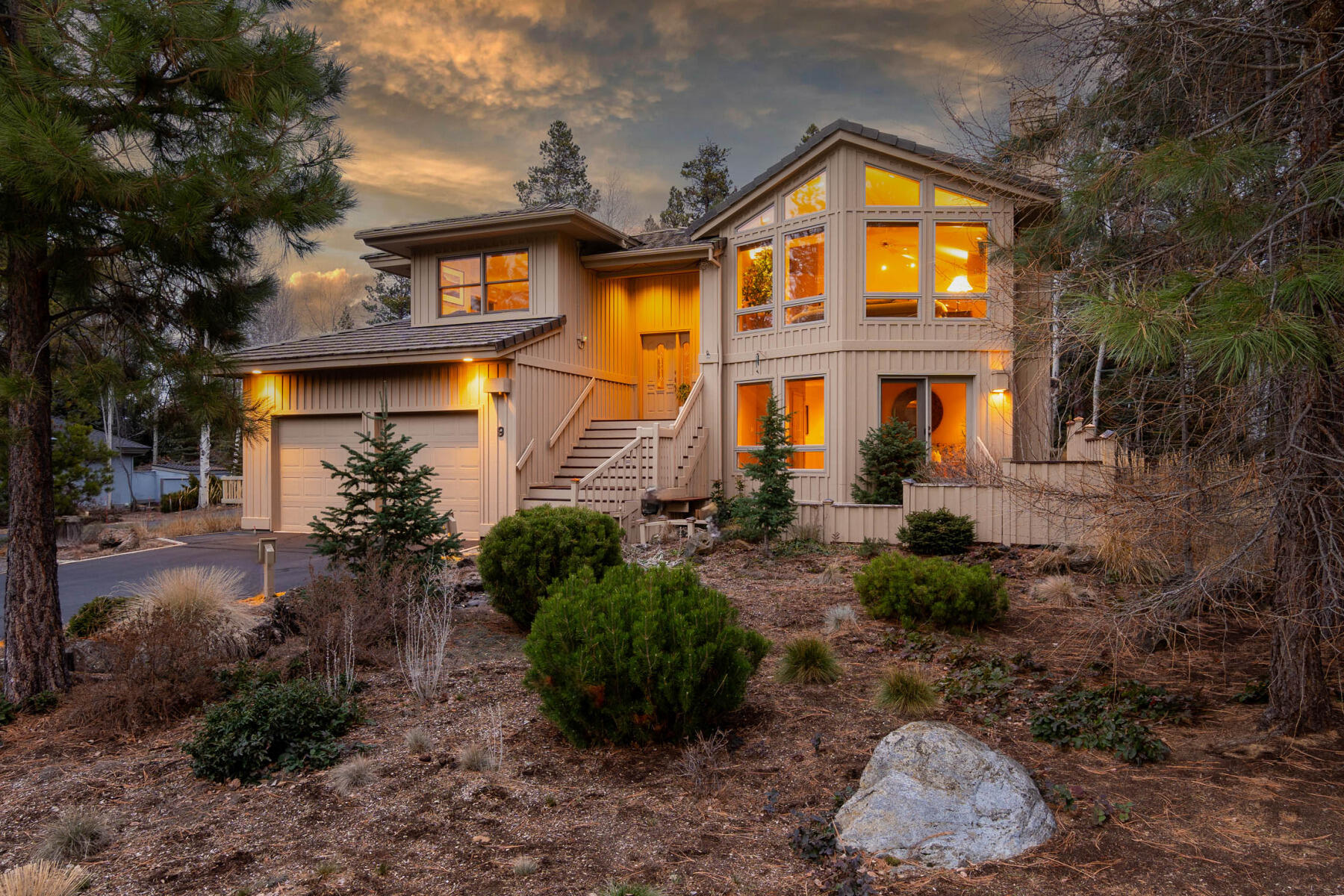 Create your Sunriver legacy in this impeccably maintained home on a private .26-acre lot backing to forested common area. Room for everyone in the thoughtfully designed 2,897 +/- square foot floor plan featuring 3 bedrooms, 3.5 baths, open concept living, kitchen, and dining areas, office/flex space, and generous second family room. Quality craftsmanship and gorgeous architectural elements including vaulted ceiling, wood wrapped windows, skylights, 2 gas fireplaces, hardwood floors, and stone accents create a warm and inviting place to gather. Enjoy 300+days of sunshine on the expansive two-tier deck backing to green space. Store your recreational and hobby gear in the oversized 2-car garage with separate workshop. Nurture plants and flowers in any season in the greenhouse. Offered turnkey, with the home inspection already completed--whether you are looking for a full-time residence, investment property, or vacation home, there is nothing to do but start making memories! Welcome home.