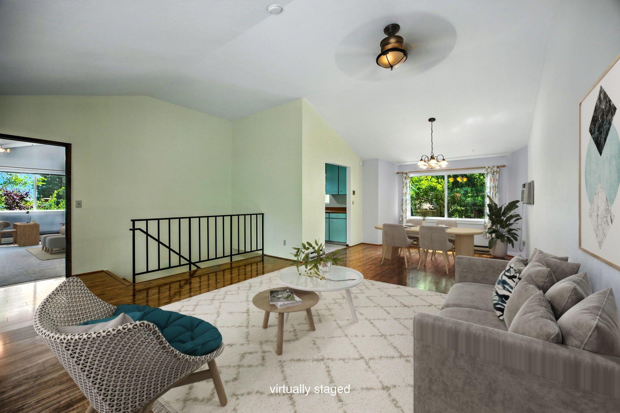 Whether you're seeking a primary home or an investment property, this front unit in a two-condo complex offers exceptional privacy and the feel of a single-family residence. Situated on a quiet street near Ashland Hospital, downtown, and major valley access points, it provides both convenience and tranquility. The upper level features vaulted ceilings, a spacious living with a wet bar, sliding door to the balcony, a eating area, and a well-appointed kitchen with butcher-block prep counter and pantry-style shelving. The generously sized primary suite offers views, a walk-in closet, and full bathroom. On the entry level, you'll find a second full bathroom with a laundry, plus two additional bedrooms—one with direct access to a private deck and the fenced yard. Recent updates include bedroom carpeting, interior paint, and water heater installed in 2020. The informal HOA dues are very low at $50/mo, cover the exterior structure insurance. Each owner manages their own yard. See it today!