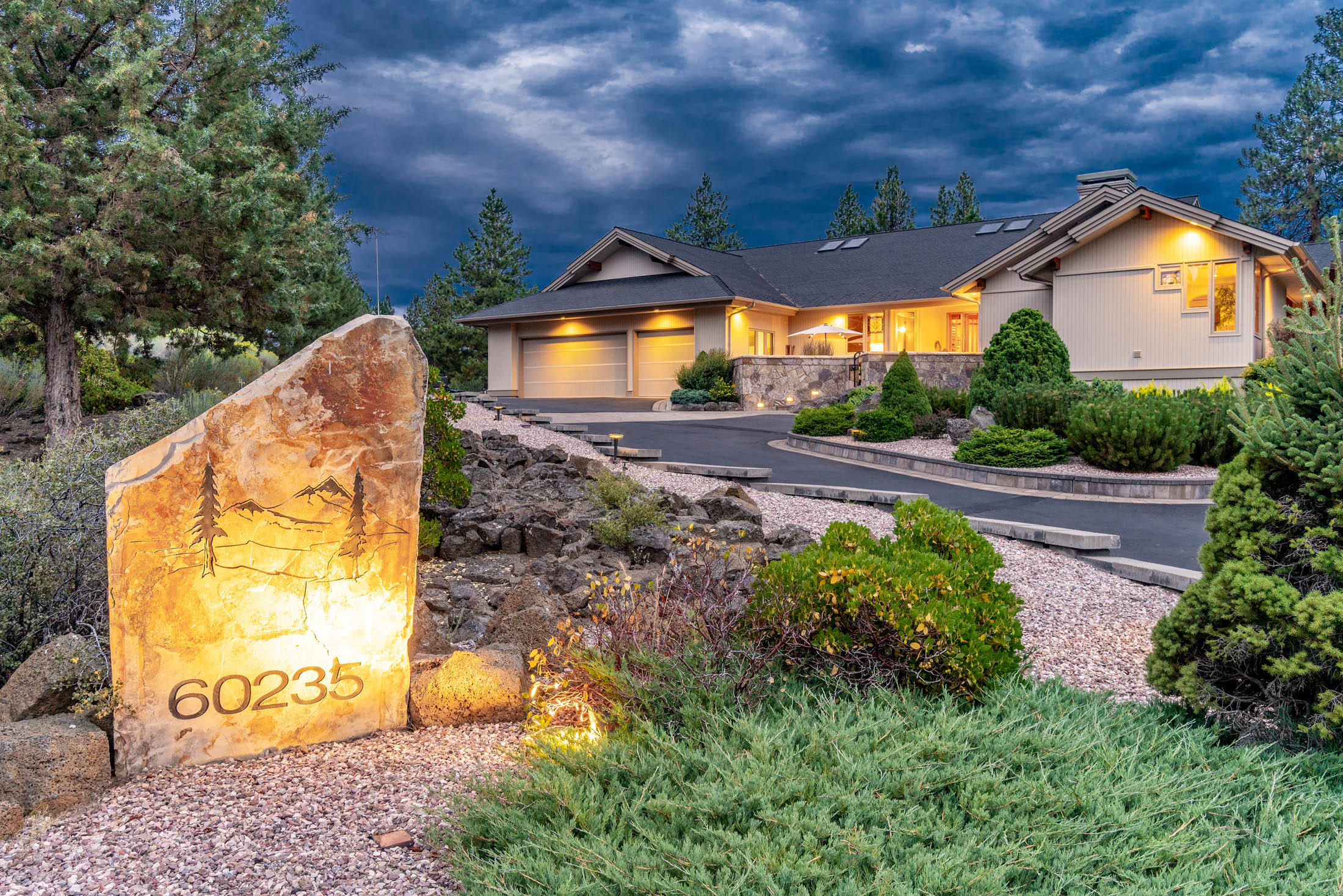 Looking for a one level, triple garage, custom home on a larger lot with spectacular, panoramic golf course views in all directions? Here it is. Located on Bend's Lost Tracks Golf Course (8th green/9th fairway) in Sunset View Estates, this one-of-a-kind recently remodeled home is packed with amenities & the finest finishes. Designed by Steve VanSant, this private NW style home on 1.25 acres is perfectly sited atop a knoll to take in expansive pond and golf course views. Window walls & patios on 3 sides show amazing sunrises/sunsets, golfer antics & changing seasons. 11 skylights, 8' doors, built-ins, storage galore! Kitchen includes the expected top-end appliances, full-size fridge & freezer; & bake center with dual stone-lined ovens. Master suite adds a steam shower, sauna, heated floors, plus more for rejuvenation after a day of enjoying everything Central Oregon has to offer. 3175'; 3 beds (one used as den w/walnut built-ins); 2 baths; 1200'+ garage. Special property!