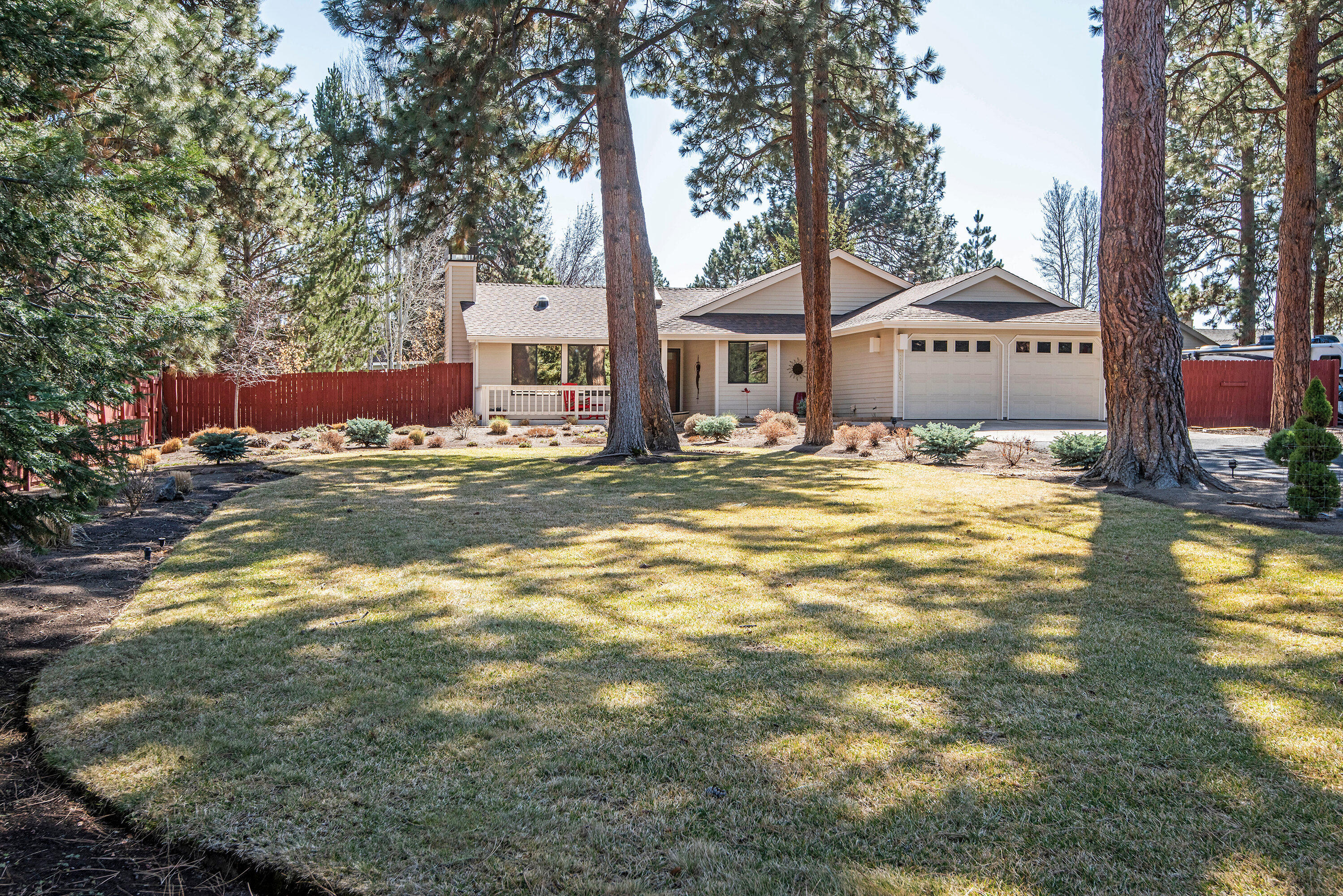 Location, location, location approximately 1/2 acres! Beautiful Ponderosa Estates - sought after custom single level 3 bed, 2 bath home nestled in mature ponderosa trees. Well appointed kitchen with newer appliances, quartz counters in the kitchen and bath rooms. Large great room. New gas fireplace insert, hearth and mantel. Vaulted ceilings, solar tubes to make it light and bright. Sliders out the kitchen area nd master bedroom. Professionally landscaped and maintained with auto sprinklers. Very large lot with RV parking and plenty of room for all the toys. Two stick built storage buildings, large patio with pavers and fenced. This is a must see, you will love it. This is only the 2nd owner.