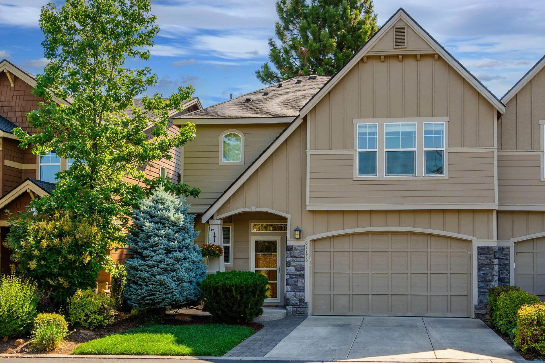 Located in desirable River Canyon Estates. Just minutes from the Old Mill District, Deschutes River trail, and the Brookswood Plaza shops, restaurants and grocery. You will love living in Bend when you can walk from your home along the Deschutes River trail to the Old Mill District. You are also just a few steps from the Clubhouse, heated pool, tennis court, fitness center and the Hollygrape Deschutes River Overlook.  See the pride of ownership in this lightly lived in and well-maintained townhome.  Includes 3 bedrooms, 2.5 baths and loft area for work space.  Beautifully landscaped, irrigated, and fenced backyard with large paver patio.  A mature Ponderosa Pine stands as the centerpiece of this private oasis. HOA provides front landscaping and irrigation, upkeep of primary exterior surfaces and the majority of property insurance. Great home for your primary residence, vacation home, or investment.