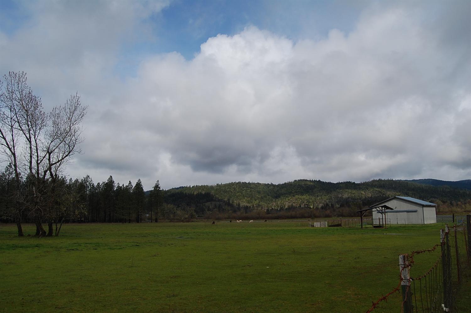 Beautiful setting fenced and cross fenced pastures with a back drop of tall trees and view of the mountain range. Large barn and several outbuildings for storage and/or equipment. This wonderful home features 3 bedrooms and 1 bath, 1384sf in the main part of the home and the additional 840sf guest quarters/or 4th bedroom, bath, living room and man cave or she shed with laundry area is under the same roof with a breeze way. The home has a low maintenance metal roof, a spacious open concept kitchen, large living room and spacious bedrooms. You'll find the home is in move-in condition and great property for your animals/live stock.