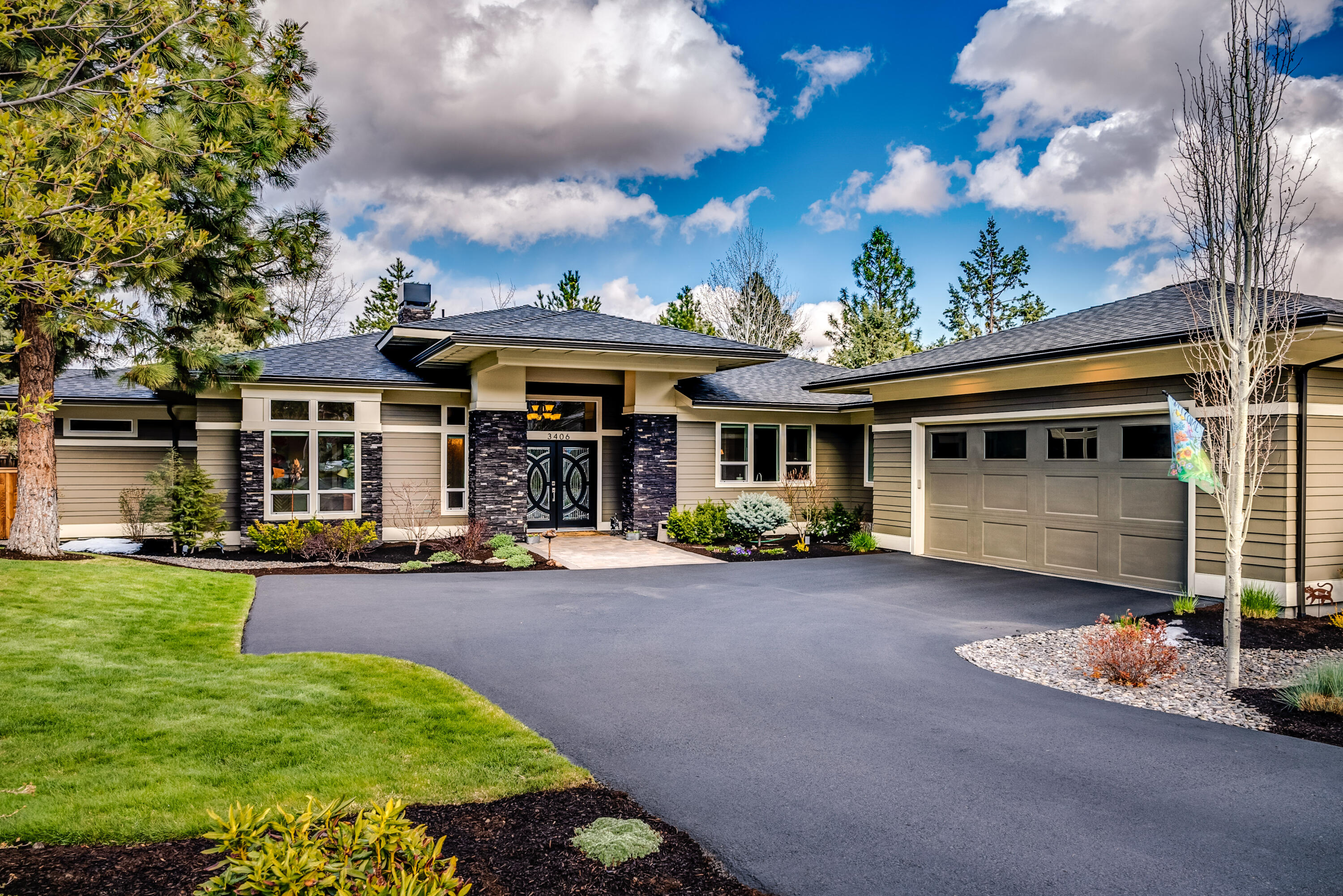 Meticulously maintained single level home  in Awbrey Park.  Luxury finishes throughout. This custom home features wide plank engineered hardwoods, tall ceilings, & light and bright open & inviting great room style main level living.  The gourmet kitchen features an expansive island w/ quartz countertops, high-grade stainless appliances, custom cabinetry, coffee bar, pantry, & tons of storage space.  The spacious living room features a 14 ft boxed beam ceiling, built-in cabinetry, shelves, and a stunning floor to ceiling stone tiled fireplace w/mantel.  The primary bedroom is privately situated separately from the other two bedrooms & features a wall of windows, walk-in closet w/built ins, fireplace primary bath w/walk-in tiled shower & double vanity.  Light & bright office with built ins! The courtyard patio is the perfect spot to grill or relax by the firepit & overlooks the impeccably landscaped backyard.  Two car garage, whole house humidifer & more! This home is better than new!