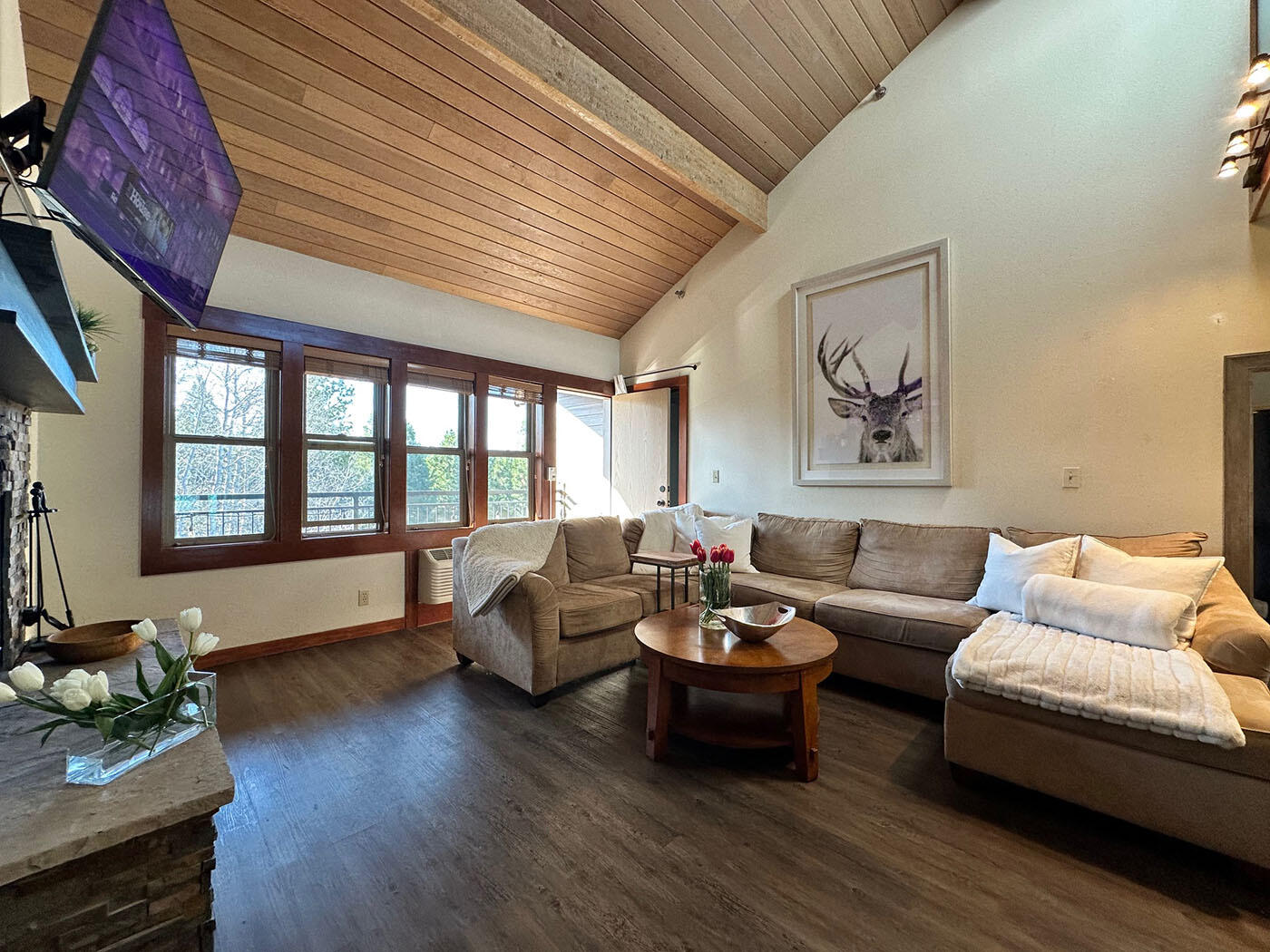 Discover incredible income potential with this fully furnished, turn-key duplex-style condo at Seventh Mountain. Offering two separate units that can be rented together or individually, this property has a strong history of both short-term and long-term rental success. Located in one of the last buildings constructed, the layout maximizes space with a larger kitchen, expanded living area, oversized balcony, and a Murphy bed in the main unit. The upstairs loft features a bath, vaulted ceilings and sunrise views, while the studio includes its own bath, balcony, and space for a mini-kitchen setup. This unit has earned $4,000-$6,000 per month as a STR in peak summer or $3,300 monthly as a long-term rental. HOA dues include all utilities, exterior maintenance, building insurance, landscaping, snow removal, cable, and HVAC service. Enjoy resort amenities including pools, hot tubs, fitness center, pickleball and tennis courts, sauna, ice rink (seasonal), and more.