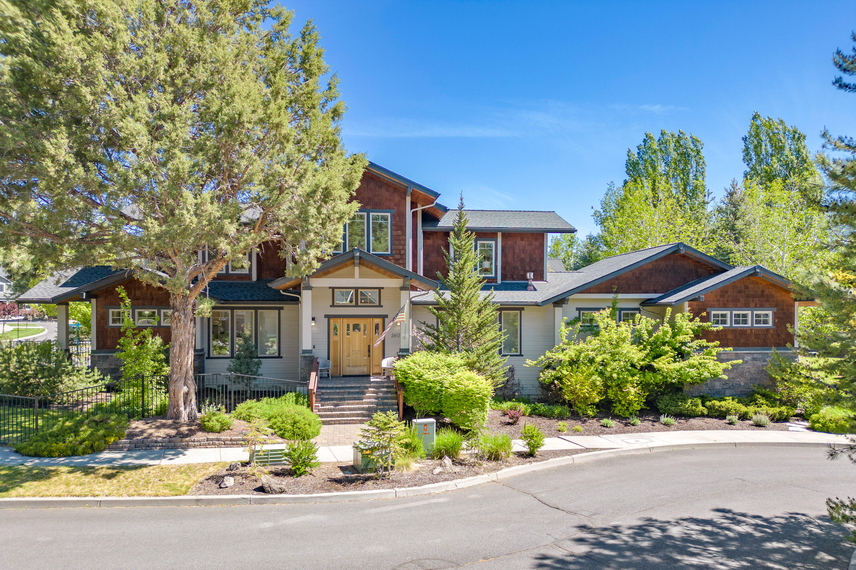 Welcome to this light filled, beautiful home in highly desirable Shevlin Ridge - close to NWX, Shevlin Park, trails and much more!  Enjoy a relaxing retreat in the main bedroom, complete with a spa-like tub, dual vanities, and a walk-in closet. For workspace needs, the property features a separate office with its own private entrance. The spacious and modern kitchen is a chef's dream - with plenty of storage and new 2022 appliances including a refrigerator, stovetop, microwave, and hood.  Upstairs you'll find 3 bedrooms, two with walk in closets, one with its own private balcony - which could easily be used as a bonus room.  This home is an entertainer's delight with a grand outdoor area, perfect for gatherings.  Finishing off the features of this fantastic home- wide plank flooring, a new AC and furnace, and a 2-year-old saltwater hot tub, fully fenced and a 3 car garage. Don't miss this gem nestled between two tranquil cul-de-sacs!