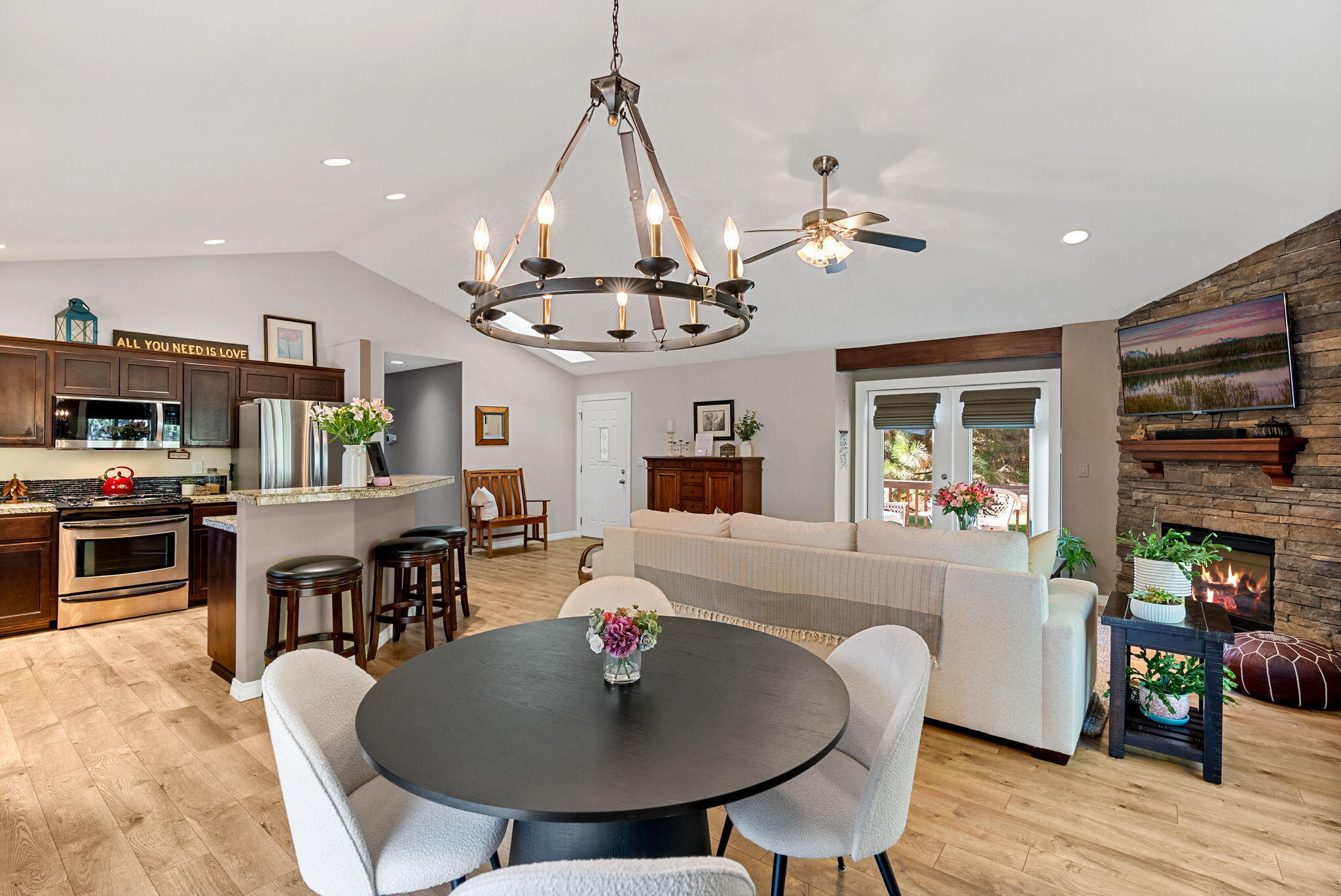Don't let the days on market fool you; this meticulous (with a capital M!) home is everything you have been looking for!  Single-level: Check! 3 and 2: Check!  3-car garage: Check! Privacy behind and all around you while still living in one of the best neighborhoods in Central Oregon! Check, Check, and Check! With a community pool,  2 docks, a boat launch, walking paths (plowed in the winter time, too! Just like the roads) that meander thru the Deschutes National Forest and flow along the Deschutes River and right back to your place! Plus, you'll sleep well at night knowing that the community ponds are right behind you to mitigate fire risk and make your insurance agent happy! 
If you're looking for lifestyle then come see this home! No traffic noise, no train noise, nights are bright with all the stars out on display and the snow falls a little softer on Lost Rider Loop. You know you're curious..