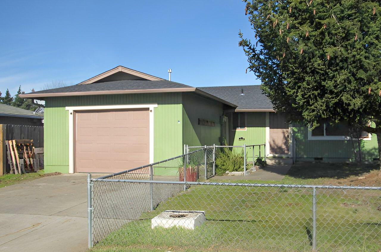 Three bedroom one and a half baths with a 1 car attached garage,  Both front and back yards are fenced.  Property has great potential.