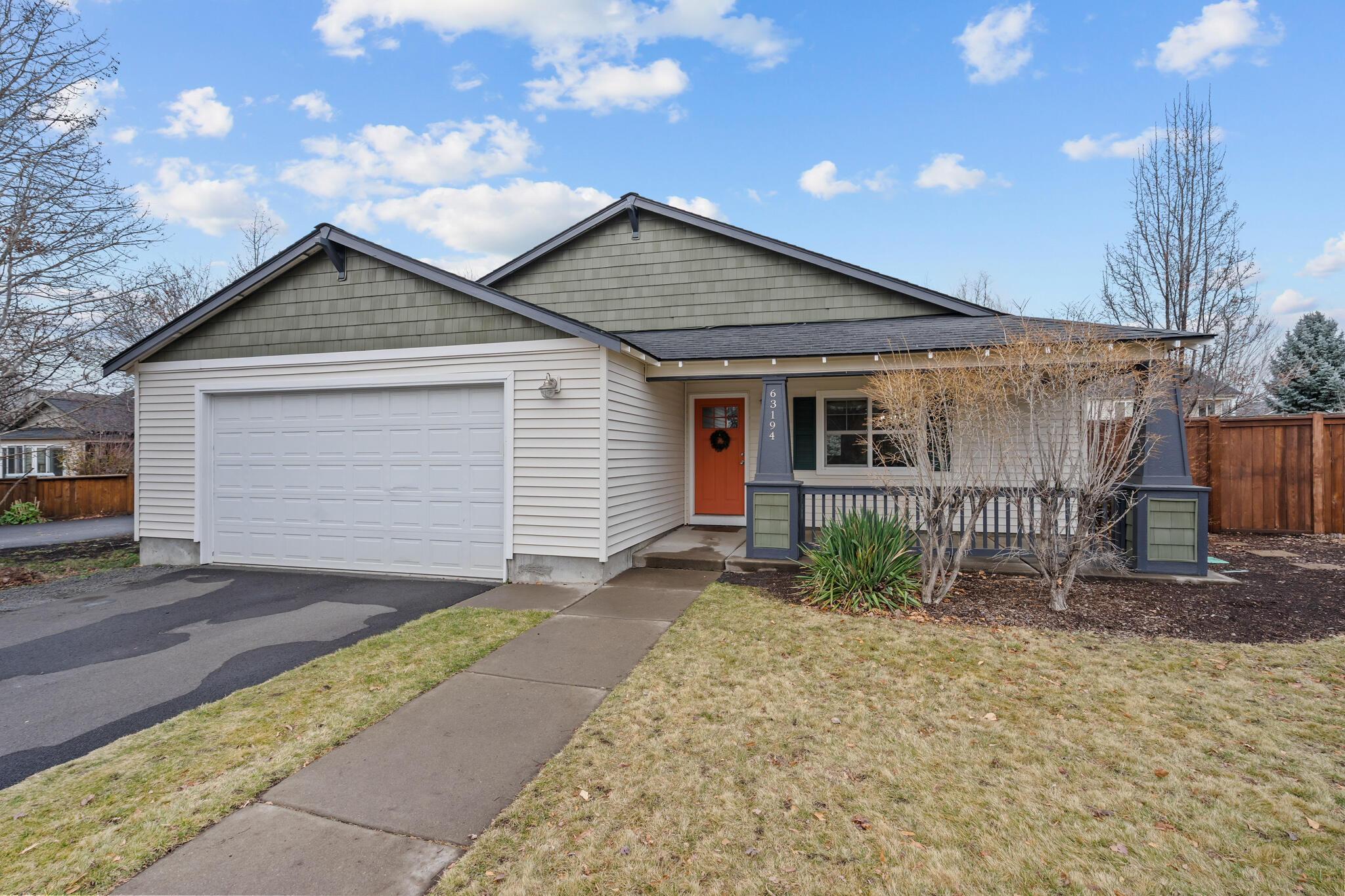 Single-level, open-concept living in an adorable NE Bend subdivision. This Craftsman-style home sits on a generous lot and welcomes you with vaulted ceilings and a cozy gas fireplace. The kitchen island and large adjacent dining area make entertaining effortless, while three bedrooms, two full baths, a mudroom with laundry off the garage, and ample linen storage keep daily life organized.

The primary suite features a walk-in closet, and an easy walk-in shower. Step outside to a fully fenced, private backyard with Trex decking—ideal for relaxing or hosting friends. Enjoy a quick 0.1-mi stroll to Empire Crossing Park, your neighborhood coffee shop, and nearby market and pizza options just under half a mile away. With easy highway access, this home delivers comfort, walkability, and convenience in one inviting package.