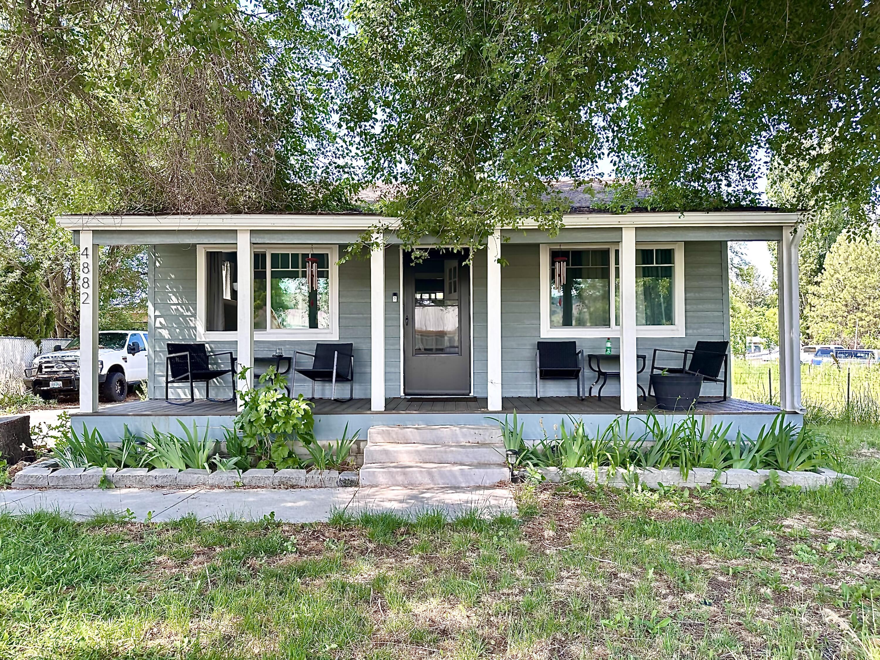 This beautifully remodeled 2-bedroom, 1-bath home offers 850 sq ft of updated living space. Renovated from the studs up, it has newer plumbing, electrical, insulation, and finishes throughout. Second Driveway was installed and brand new heat pump for efficient heating and cooling year round. Features include soft-close cabinets, modern countertops, wood veneer flooring, and newer kitchen appliances. The spacious lot includes a small tack shed, a root cellar, a small garage/shed and new concrete patios front and back, ideal for outdoor living. Natural gas is available. Located in a quiet Klamath Falls neighborhood, this home combines comfort and convenience, perfect for first-time buyers or those seeking a peaceful space, room for 4H animals or gardening, or more!