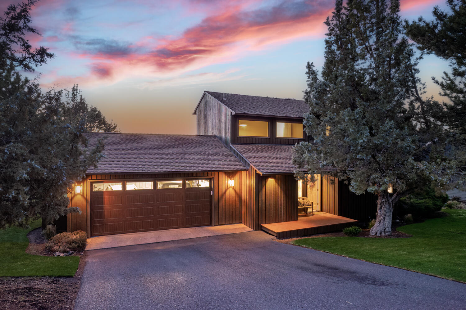 Look no further for breathtaking sunsets than your living room window! Overlooking the 15th fairway of the resort course at Eagle Crest, you will enjoy coveted views of the Cascade Mountains and Cline Butte. This meticulously updated home boasts fresh exterior & interior paint, new flooring throughout, all new custom window coverings, new garage door, and so much more! Ask for the full list of extensive upgrades. Live large with less square footage to maintain with an open floorplan, vaulted ceilings, & 2 Primary suites. The garage offers a converted office space with window and 2 storage closets. Don't miss the 3rd storage closet on front porch. Internet cat 6 was installed in all bedrooms for work at home or lightning-fast streaming. Stargaze from any of the three decks, hot tub, or jetted tub in the upstairs primary. The gated community has exclusive access to neighborhood outdoor pool and brand new pickleball/tennis and bocce courts. Seller to provide Buyer one year Home Warranty.