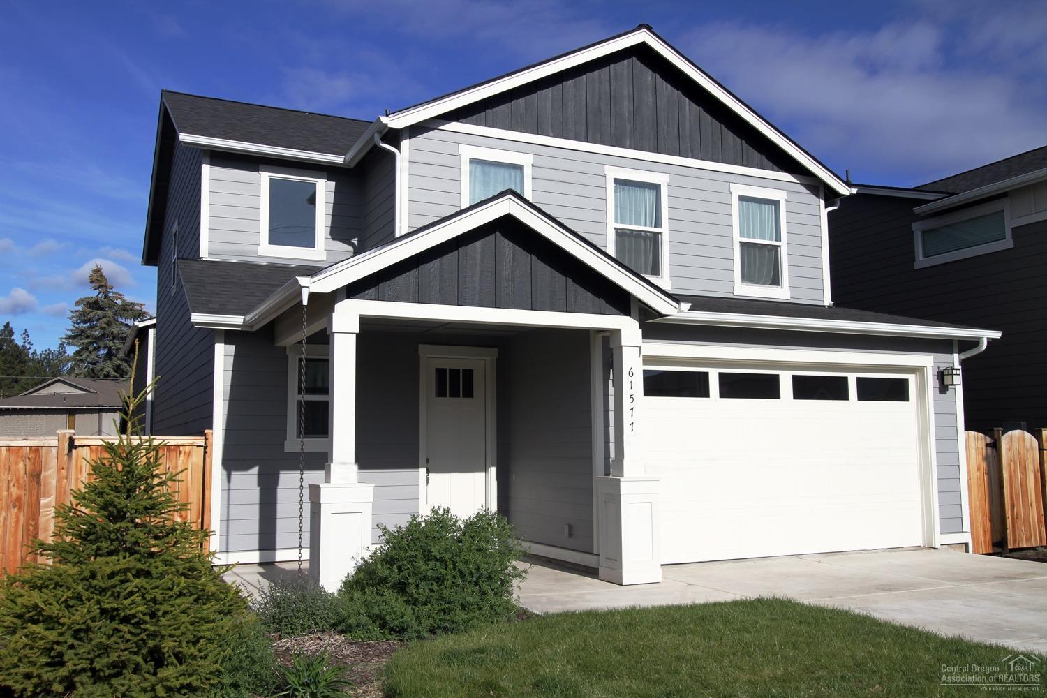 Charming 3 bedroom 2 1/2 bathroom Craftsman in a great Southeast Bend neighborhood. Minutes to the Old Mill District and everything Bend has to offer. Brand new in July 2018. Family friendly open great room floor plan with quality finishes throughout. Quartz countertops, stainless appliances and a center island in this fabulous kitchen. Fenced side and back yard for your pets. No HOAs and only a few short blocks to Silver Rail Elementary and Stone Creek Park.