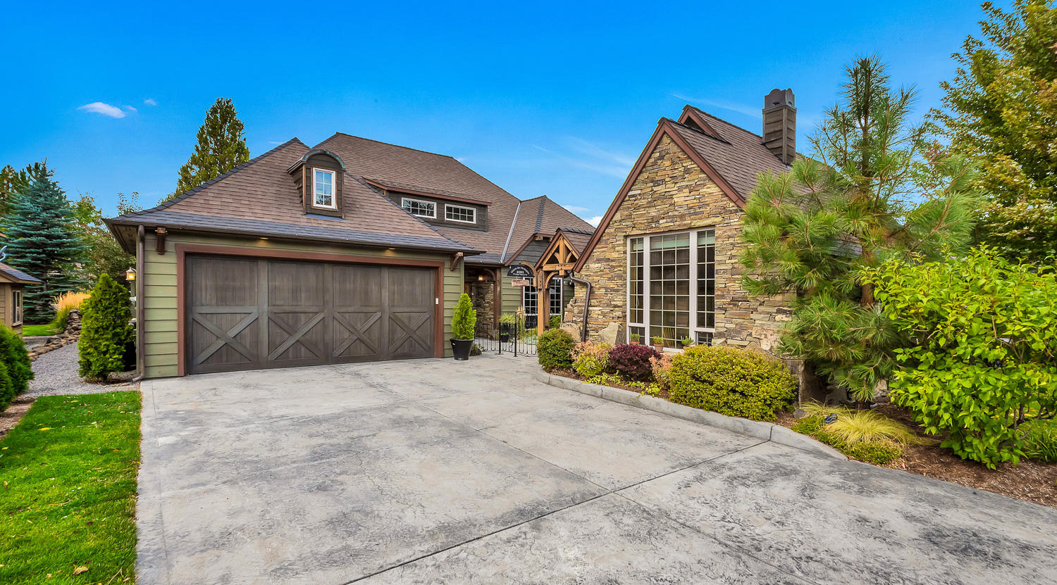 Hand-crafted, single level French Provincial home in Mountain River Estates. This 4 BD/3.5 BA home with a 500 sq ft casita, was built by Jess Alway Homes. Timber-pegged beams in vaulted great room, granite counters, blacksmith-forged ironwork & real stone, brick and stucco exterior. Masonry fireplace in great room w/ gas starter. A solidly built home that you rarely find anywhere. This is a special home in a unique Southwest Bend neighborhood right off the Deshutes River Gorge. Significant updates including carpet, tile garage with built in cabinets, home gym and sauna, wireless Sonos audio system throughout entire home, OLED LG 55 inch video system, UV air filter, new backyard patio with top-end 6 person Master Spa hot tub, native-scape botanicals, rock gardens and more. In addition, this property allows one to finish the 800+ sqft of current attic space and include west facing glass windows to enjoy amazing views from the second floor.