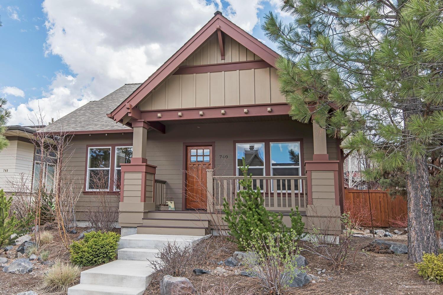 This quaint cottage in Northwest Crossing offers it all, from views of Mt. Bachelor from your covered front porch to a private fenced backyard. Quality built and Earth Advantage Gold certified, this home is super efficient, lightly lived in and has been meticulously maintained. Light and bright floorplan with vaulted great room, bamboo hardwood floors throughout, tile countertops and open kitchen with eating bar and pantry. Many quality extras including A/C, low voltage LED landscape lighting and a 2 car garage with custom built-in cabinets. All the amenities that you could want and perfectly located near trails, restaurants, parks and the neighborhood Farmers Market!