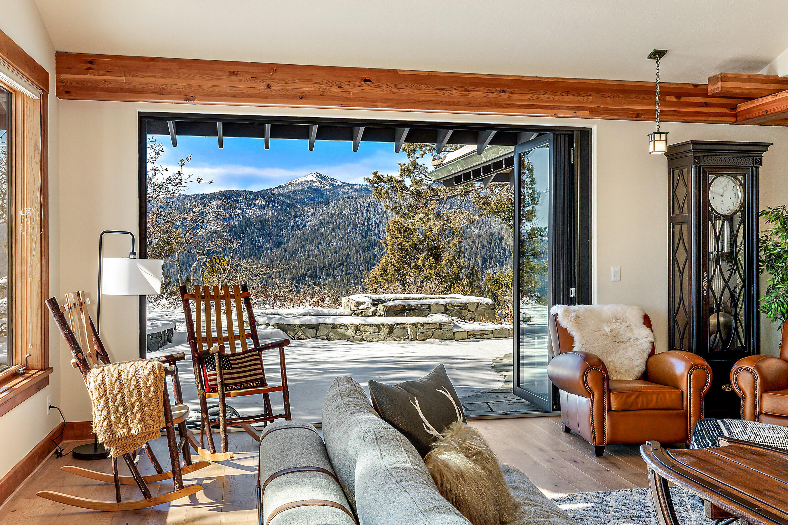 DREAM ESTATE with 2 CRAFTSMAN/MODERN MOUNTAIN HOMES ALL ON 164 acres boasting prestigious views of Mt Ashland, Mt Shasta, Siskiyou Mtns, Pilot Rock and beyond. Unique opportunity! MAIN HOME features gorgeous open floorplan with amazing views from every room, White Oak/Cherrywood/Slate floors throughout, two-4 panel folding doors in living room that open to seamlessly transitioning between inside/outside. Gourmet Kitchen with Monogram/SubZero appliances; High/Vaulted Ceilings w/wood beams. Beautiful 3 bdrms 4 bath, large office, and Garage. SECOND HOME 3 bdrm, garage w/shop, Hot Tub.  Close to Ashland Ski Park & Emigrant Lake, as well as Biking,Hiking,Hunting,Gardening,Tennis, on your own property! All estate equipment and Home Furnishings are available. Complete turnkey property & would make a great 2nd vacation home.  Possible Owner Carry Terms.