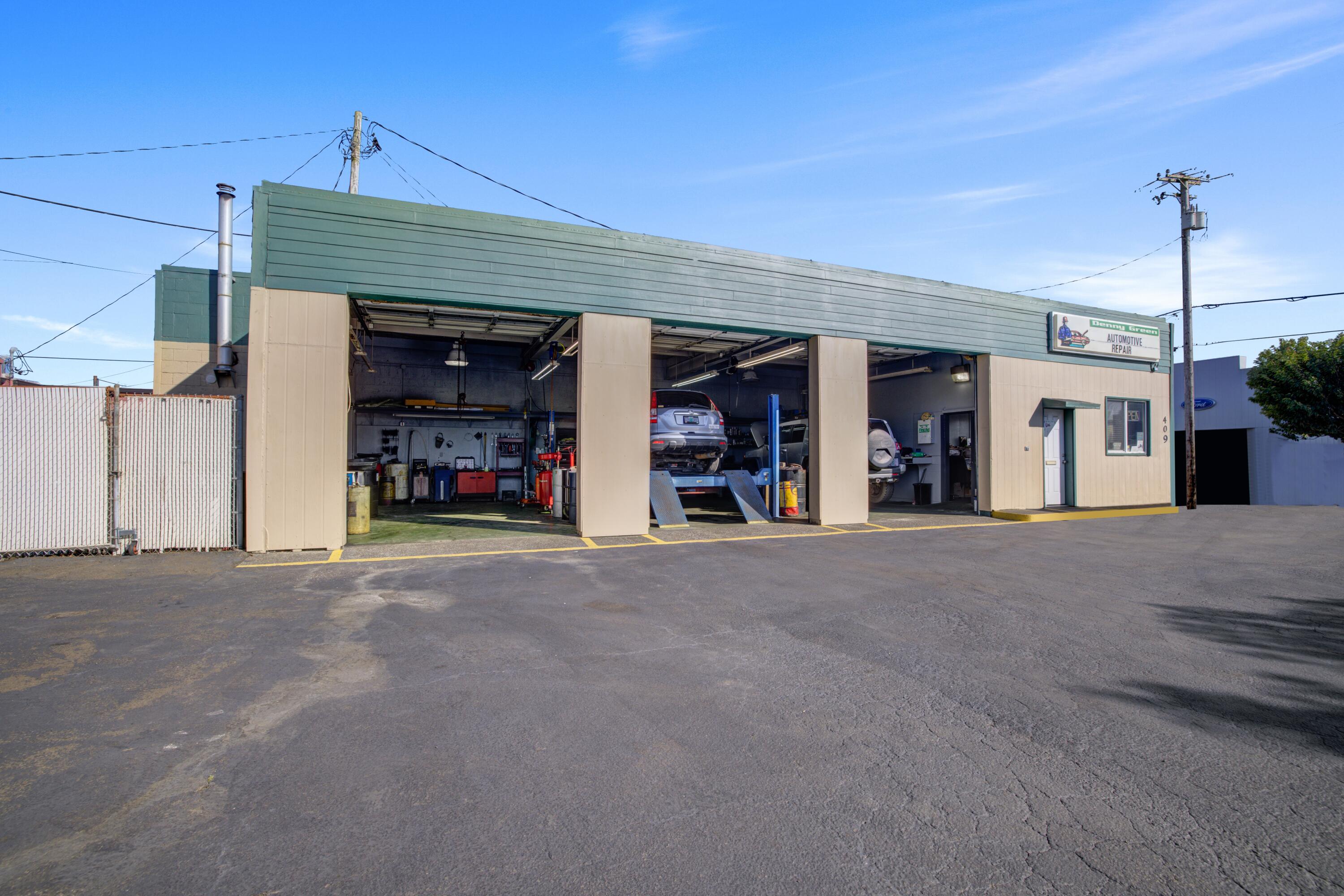 Once in a lifetime opportunity to purchase an iconic business that has been on the corner of 5th & Main St since 1963! Turn key business in a 1,764 sf building situated on a 0.22 acre lot that's ready for a new crew & dreams. All equipment included with building, including signage, clientele & years of history, good times & community service. Three auto bays with 2 lifts, plenty of storage space + more! Denny Green's Auto Repair has been a cornerstone of the community since its founding, this is your opportunity to capitalize on over 60 years of professional service in a landmark location. Business name can convey or transform this space into your own business plan! The possibilities are endless here! Property is available without equipment as building & land ONLY for $474,900! Please inquire today!