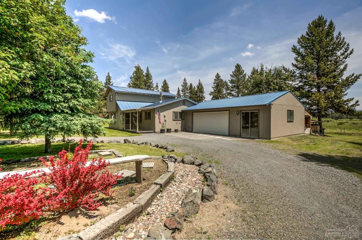Paulina Peak is the perfect back drop for sunrise & sunsets from this home. Just a hundred yards from the Little Deschutes River & in the middle of Central Oregon recreation. Well maintained home is spacious & comfortable - lg rooms w/tons of natural light. 3rd bedroom currently used as sun room. The lg upstairs Suite opens to a deck overlooking the river & abundant wildlife. (Deer, elk & tons of birds!) Park like setting, oversized dbl garage w/additional work shop. Wood storage, Gear shed, RV parking too!