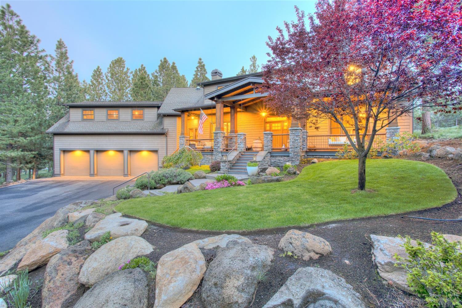 Timeless craftsman architecture creates a warm and welcoming home where everyone feels comfortable! Convenient location at the end of a cul-de-sac in the desirable Awbrey Butte neighborhood with a hard to find a flat driveway leading to the oversized, heated, 3 car garage. On the main level you will find a cozy family room with gas burning fireplace, living room with wood burning fireplace, main level suite, & spacious office. The kitchen is built for a chef with a 6-burner convection Dacor range, Sub Zero refrigerator, ample clear fir cabinetry, granite counter tops, movable island and large pantry. The master suite boasts vaulted ceilings, his and her closets, & a completely updated bathroom with a brand new Finnleo sauna. The spacious back patio is all pavers with a flat grass area that feels private with mature trees. You can also hop on the trial from your back yard that leads directly to Sylvan & Summit Parks.