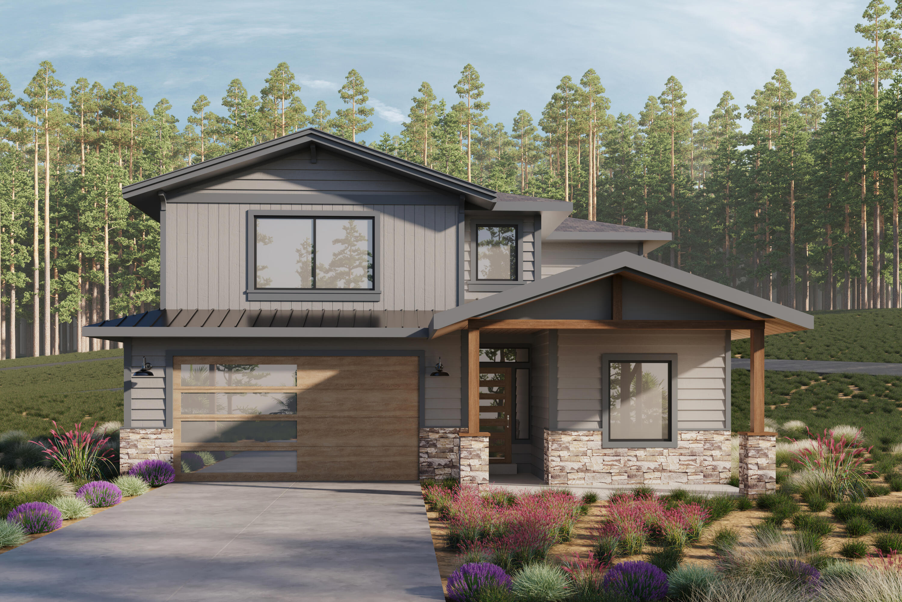 Beautiful new construction custom home with modern farmhouse interior styling in the desirable Three Pines neighborhood in NW Bend adjacent to Shevlin Park. This excellent floor plan offers flexibility and features you will love, including a well appointed kitchen, open great room and den/office with closet (or 5th bedroom) on the main level. Upstairs you will find a luxurious primary suite with freestanding soaking tub and expansive walk-in closet, two comfortable guest bedrooms and an oversized 4th bedroom (or bonus room). Quality finishes including solid quartz countertops and custom cabinetry with soft close throughout, solid wood doors, tankless water heater, high efficiency gas furnace & Central AC. Complemented by spacious covered patios in the front and back and a 3-car tandem garage. Steps to Three Pines Park and adjacent access to the recreation path leading to miles of soft surface trails in Shevlin Park and the National Forest beyond. This is truly Bend living!