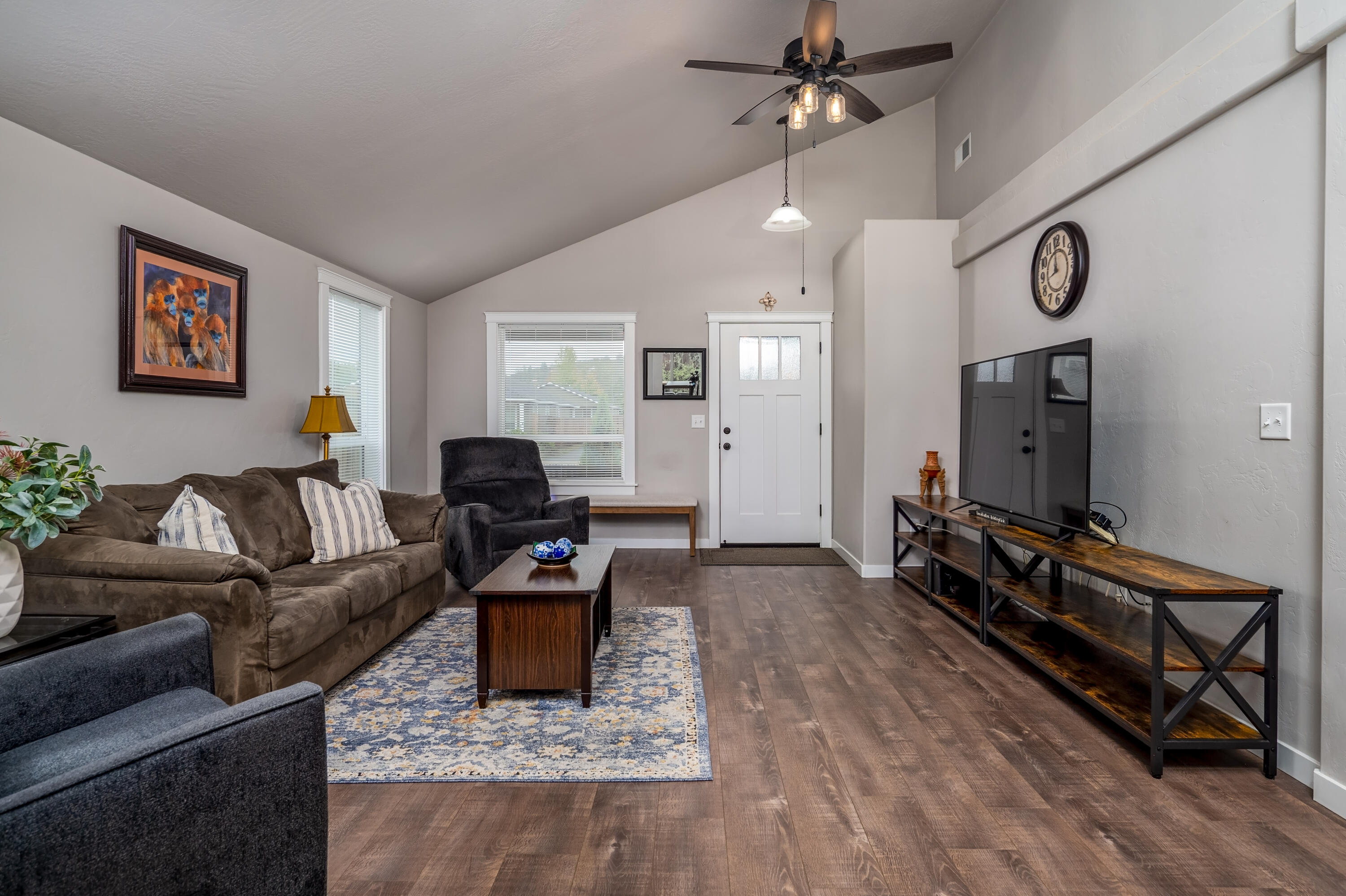 This beautiful 2022-built corner home offers a perfect blend of comfort, style, and functionality. Situated on a spacious lot with improved landscaping, it features vaulted ceilings, luxury vinyl flooring, and an open, airy layout filled with natural light. 
Enjoy the modern kitchen with rich dark cabinetry, granite countertops, and like-new stainless-steel appliances  ideal for everyday living or entertaining.

The RV parking provides plenty of space for your toys, while the new shed adds extra storage and convenience. Whether you're looking for your first home or a solid investment property, this one checks all the boxes.
Located in a cute neighborhood close to all Medford amenities, parks, schools, and shopping. Like new pristine condition
