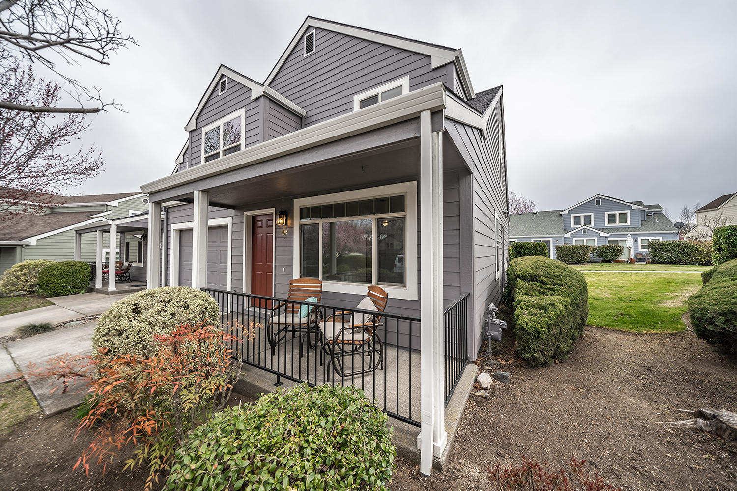 This is a popular Ashland neighborhood near shopping and the YMCA fitness center with Olympic sized saltwater pool. Nice open floor plan features living room, spacious kitchen and French doors lead to formal dining room. The formal dining room makes a great family room or 4th bedroom and has a bath. Slider opens to outdoor rear area. Upper level has 3 full bedrooms and 2 full baths. This townhome has only one shared wall off of one bedroom on the upper level and is fresh and bright with new interior paint & kitchen flooring. Attached garage. Desirable area with mature trees and lawn areas.