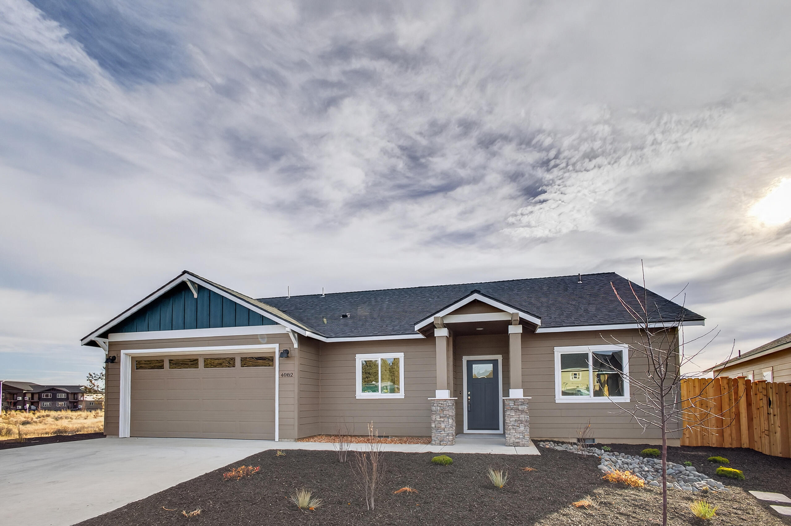 Now completed & move-in ready w/ mtn views! Offering up to $10,000 CREDIT*. Lot 41 is a corner lot on cul-de-sac featuring the Elm w/ single-level living, open floorplan. Upgraded finishes including quartz counters, A/C, tankless water heater, landscaped front & backyard w/ fencing & sprinklers/drip. Primary bdrm features box vault ceiling, walk-in closet & full bath w/ double vanity & tile shower. Entertain in your kitchen w/ SS appliances, soft-close cabinets, full-height tile backsplash opening to vaulted great room w/ decorative gas fireplace & access to backyard patio. Durable laminate plank flooring thru-out w/ carpeted bdrms. Laundry/utility room too. Owen Ridge is a new SW Redmond neighborhood within blocks of coffee shop, gelato, brewery restaurant, schools & short distance to golf, airport, shopping & on the Bend side of town. Floorplan subject to change. Google Maps takes you wrong location. *Up to $5,000 Seller credit & up to $5,000 preferred lender credit -LA more details