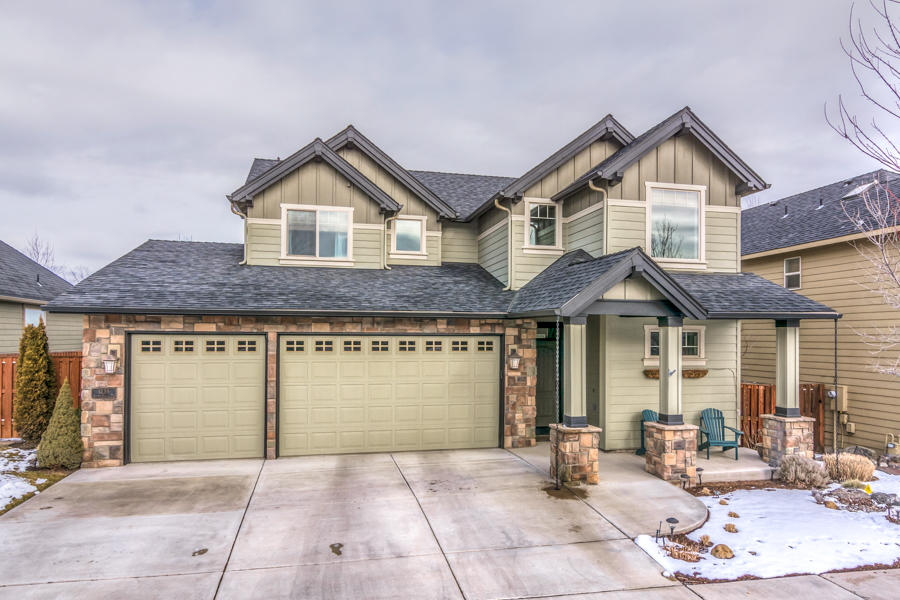 Working from home?! Beautiful Craftsman with 85 sqft exterior heated office!  Triple garage in Ochoco Pointe that backs up to green space!  3bd 2.5 bath w/ bonus room!  Inviting entry with drop zone. Master bedroom on main w/ updated custom tile shower.  Kitchen has tile counters, brand new oven & Bosch dishwasher.  Extremely functional floorplan! Upgraded fireplace & surround. Low maintenance landscaped backyard w/patio. Newer real hardwood floors downstairs. Enjoy your views of Barnes Butte, community park, walking trails, and pool! HOA also covers front landscaping.