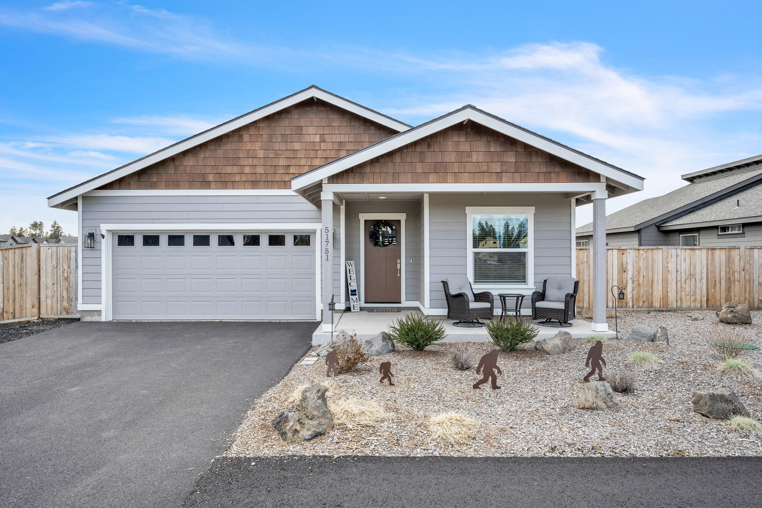 Come and see this lightly lived-in, NW Style, 3 bedroom, 2 bathroom home built in 2022! Located in the Reserve in the Pines subdivision, this home has so much to offer a new homeowner. 1,791 square feet of open living, great room, large kitchen with wood cabinets and soft close features, plentiful storage, quartz
countertops on all surfaces, subway tile backsplashes, large pantry, and modern lighting. Other interior features include a tiled primary shower, large vanity with double sinks, luxury vinyl on the main floors, carpet in bedrooms, large laundry room, and a fantastic covered back patio for entertaining! Located close to many amenities including shopping, dining, Post Office, Library, St. Charles Immediate Care and much more. 15 minutes to Sunriver and 30 minutes to Bend and close to many recreational areas. Come take a look today!