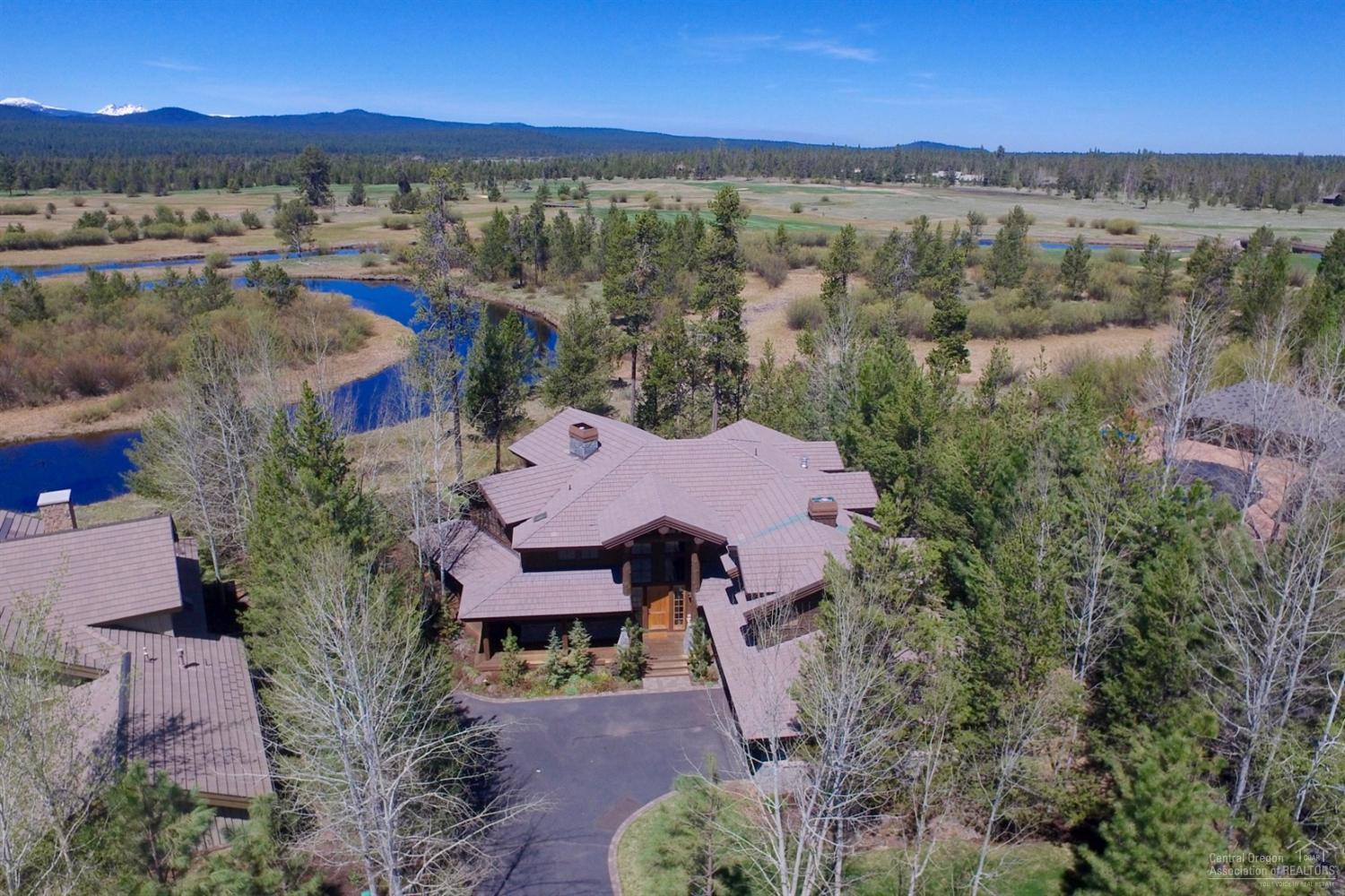 Once in a lifetime opportunity to own a spectacular home in the private, gated golf community of Crosswater Resort. Classic rustic design with log accents, expansive outdoor living spaces and full mountain & river views. Gourmet kitchen with soapstone countertops; large island w/access to covered, outdoor dining area, vaulted ceilings; Fully furnished with custom furnishings. Truly a unique property in beautiful Central Oregon