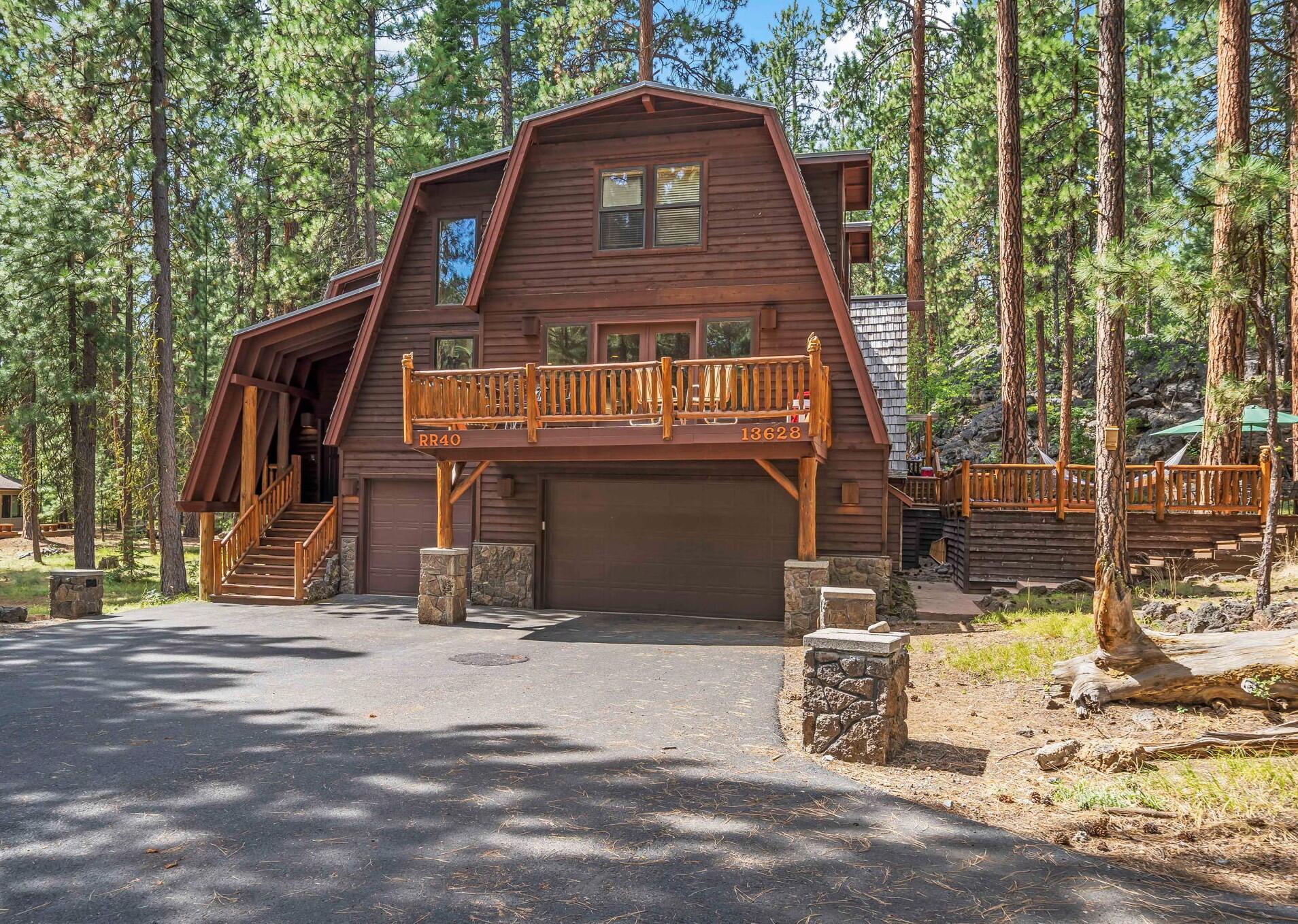 Your own gorgeous lodge at Black Butte Ranch! Enjoy private resort living situated on a cul de sac & surrounded by majestic ponderosa trees! This 3 level home has enough space for the whole family & friends. There are 6 bedrooms & 4 full bathrooms with an indoor dry sauna & outdoor hot tub situated on an oversized deck. The home has 3 fireplaces, wood burning & 1 is propane, gourmet kitchen, huge great room and an outstanding formal dining room that features a large pine table that seats 8 & floor to ceiling windows that bring the outside in. The lower level has a 3 car garage, extra storage & a finished heated shop & private office. Enjoy 3 balcony decks off the kitchen & bedrooms. The massive outside deck features a hammock, spa, swing & ample seating, perfect for those family reunions. Included in the sale are all furnishings, 2 kitchen refrigerators, 1 freezer, bedding & kitchenware.   The side of the home adjoins common area. 
Seller offers $10,000 towards buyer loan rate buy down