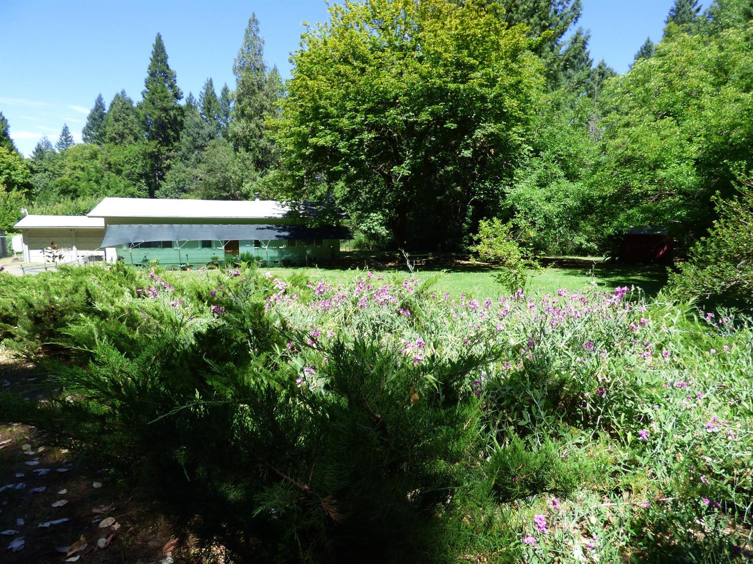 Back Active at no fault of property! 43 Acres of Peaceful Privacy. Two homes: one stick built, 1 bed/1 bath, and a 2 bed/1 bath mobile home with stick built add-on - both 1963. Each home has a separate power meter (200 amp for house, 100 amp for mobile). Homes have monitor oil stoves for heat, and the main home also has a wood stove. Both homes are currently rented: Main Home at $895 and the Mobile at $$700. HUGE 40x60' shop with 20' doors, insulated office, 200 amp power with separate meter, and sturdy mezzanine for extra storage. Six acres of actively used, state issued, water rights off Kelly Creek which runs through the property. There's a sturdy bridge running across the creek that the seller just rebuilt. Cross the bridge to the large, private meadow and large year round pond. There are two ponds on the property; the one near the meadow is a sump (fed from underground), the other is closer to the house. Owner will carry.