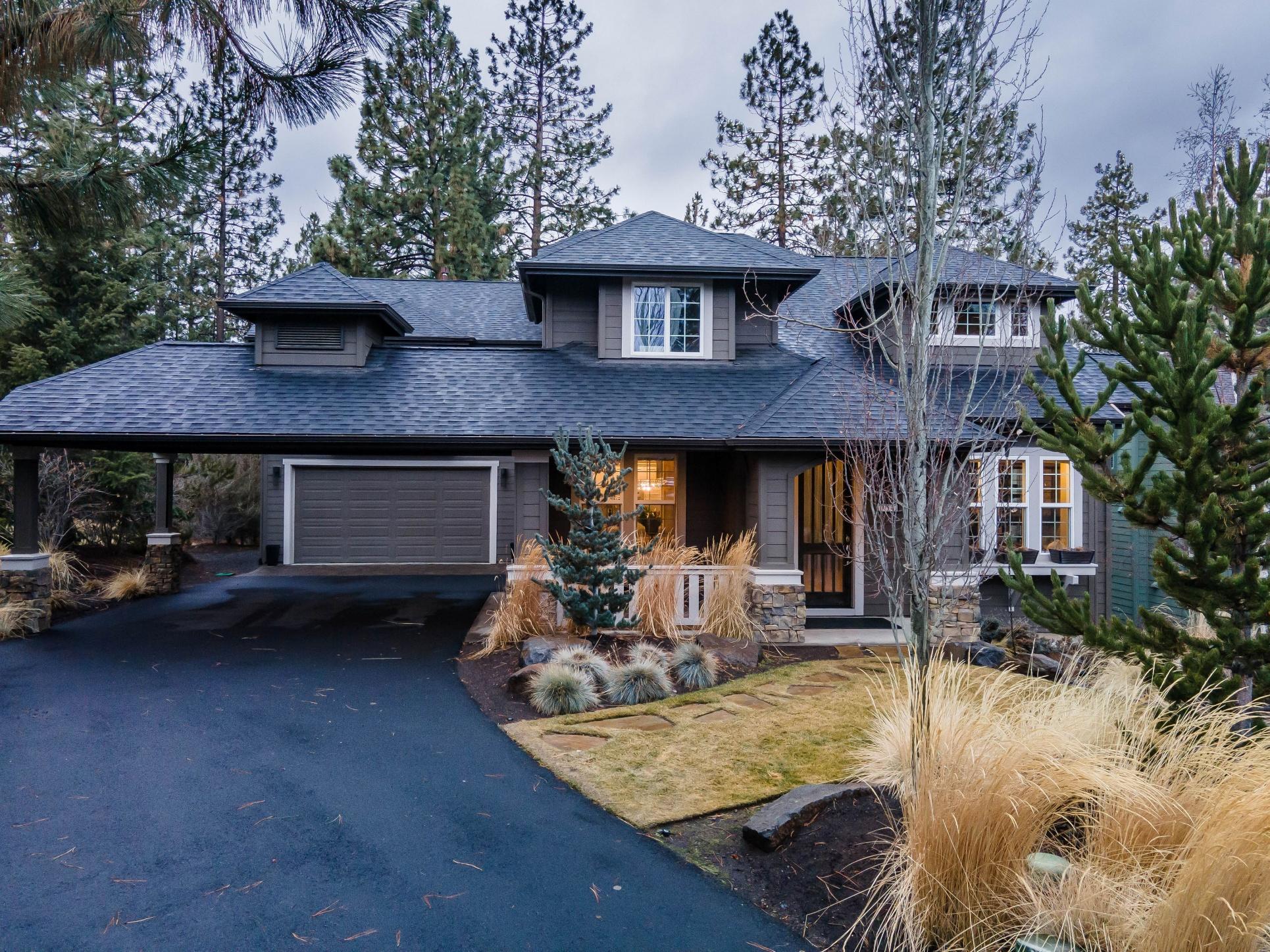 One of the best lots in The Parks! Home is on a corner with open common area space to the south-no build.  2653 sq ft 4 Br 3 1/2 Ba. 10,000 ft. lot, with lots of light and trees.
Recent upgrades include artistically designed wood and steel staircase, hardwood floors on main level, recently redone kitchen with quartz countertops and backsplash, deep sink, and stovetop. Custom TV wall w designer fireplace and ledge wall.  New lighting throughout. Custom back stone and wood back patio deck with great views.
2 Car Garage has added custom cabinets and ceiling hung storage. Seller is a licensed broker in the state of Oregon.