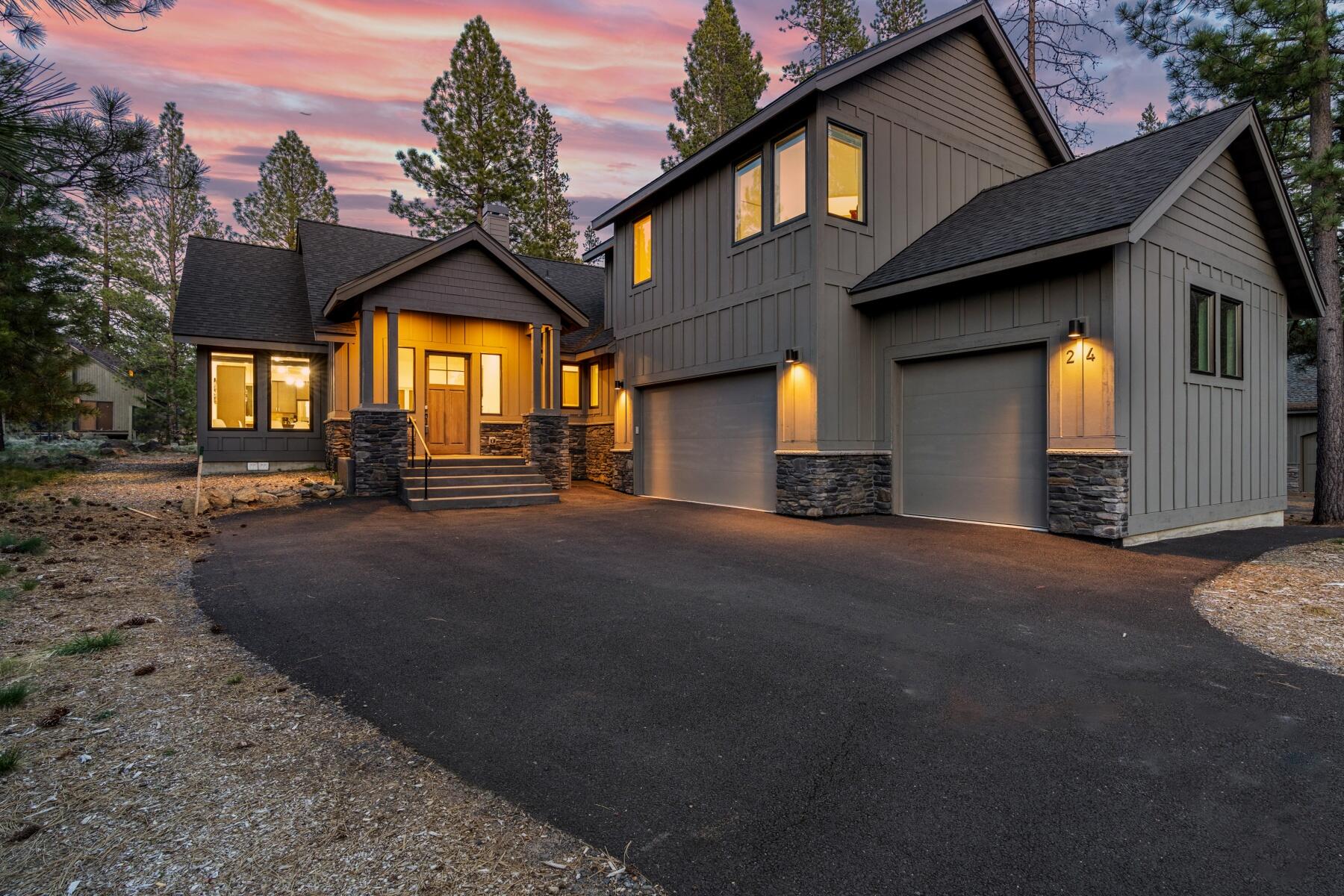 Welcome to tranquility in this gorgeous 5-bedroom home, built in 2020.  Just a short distance from the Deschutes River via the Sunriver Trail and conveniently close to the SROA North Pool. This sanctuary harmonizes modernity with comfort, boasting two main floor primary suites accentuated by vaulted ceilings. The main level beckons with an open great room with gas fireplace and expansive kitchen. Embrace indoor-outdoor living at its finest with a covered deck and a private hot tub, offering year-round relaxation. Upstairs, discover 3 additional bedrooms, including two bunk rooms and a queen suite. With a 3-car garage, this home epitomizes comfort and elegance. Whether you seek a versatile, low-maintenance vacation home, a cherished primary residence, or a multigenerational retreat, this property promises endless enjoyment and a serene escape from the bustling pace of everyday life.  Operated as a successful vacation rental for the last 3 years, gross rental income of $75,000.