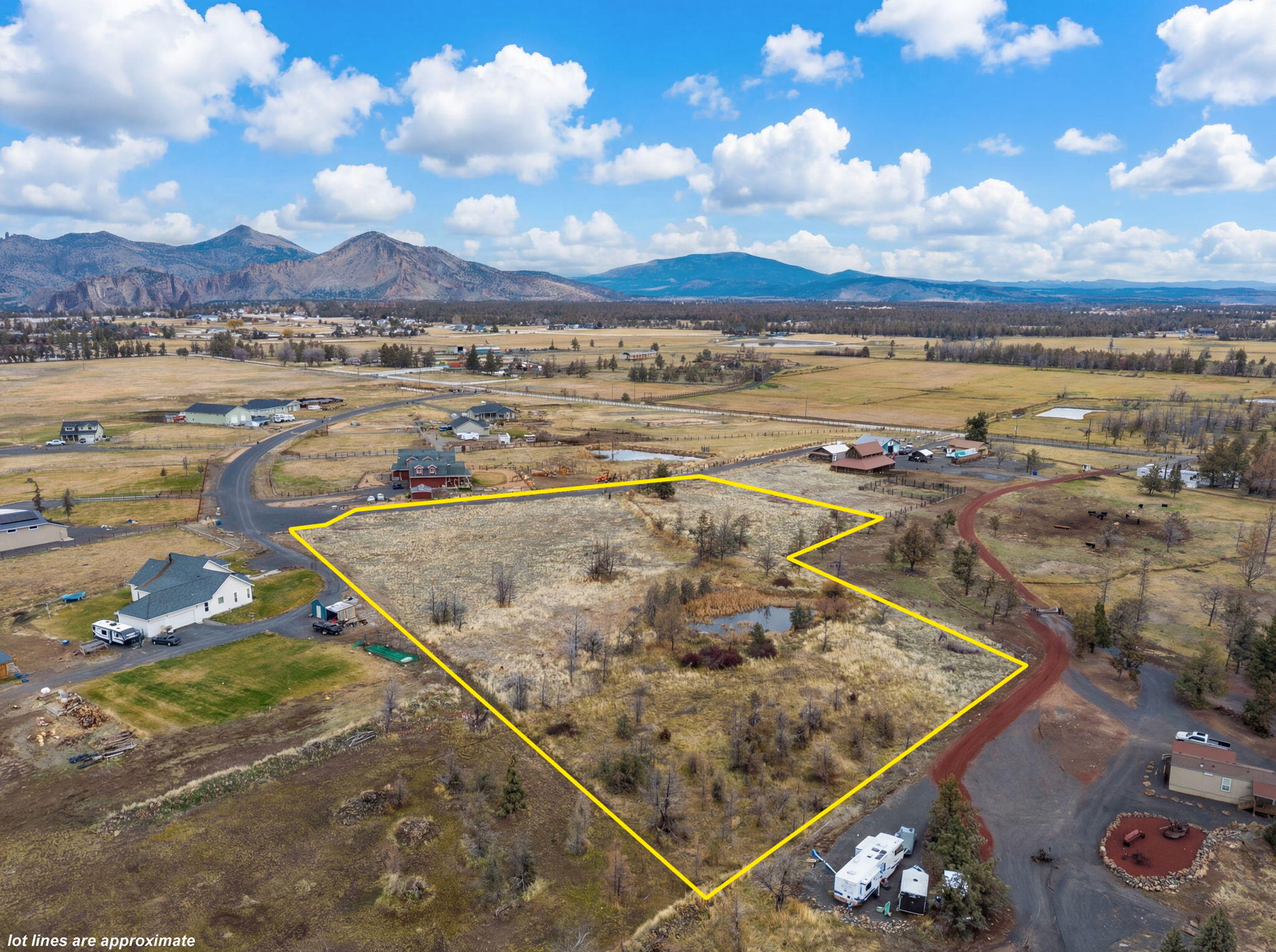 Located in the sought-after Rencher Ranch Estates, just a few minutes from town, this exceptional 4.34-
acre property offers the perfect blend of privacy and convenience between Redmond and Terrebonne. The
property includes 3.0 acres of irrigation, making it ideal for landscaping, pasture, or hobby farming.
This rare and beautiful lot features a year-round pond and flat, build-ready ground, providing an ideal
canvas for your custom home. Enjoy mountain views to the northwest and Smith Rock views to the east,
adding to the property's Central Oregon charm. A private well is already in place and power and a
pressurized irrigation system are available at the property line. Much of the groundwork has been
completed—just add your vision. Bring your plans and favorite builder—this is a special opportunity to
create something exceptional.