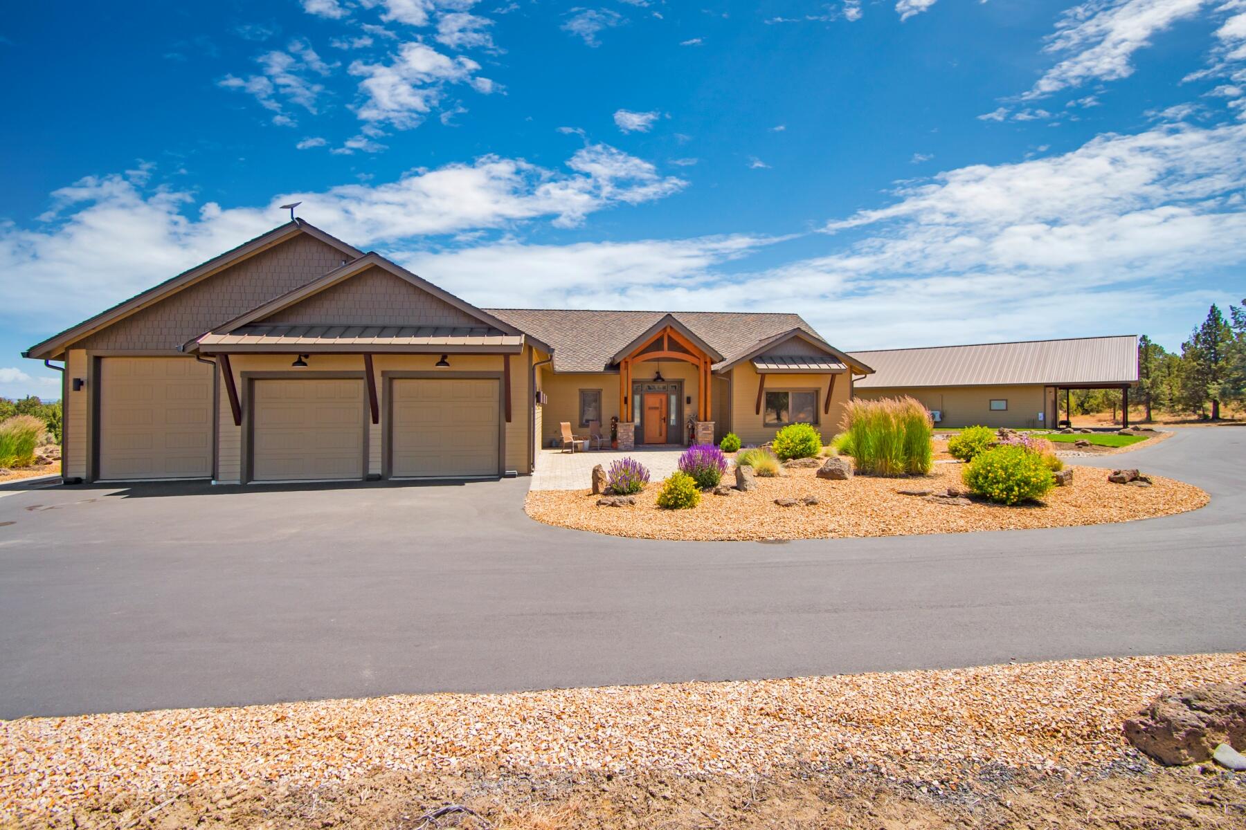 Impeccably maintained NET ZERO single-story stepless custom residence and shop, set on an expansive lot in West Powell Butte Estates. Designed for efficiency, offering universal/ADA design features & low-maintenance, perfect for a peaceful forever home. Entering, you're greeted by an inviting living space combining the living room, dining area, and kitchen into an open floor plan. This layout maximizes
space and facilitates easy living and entertaining. The living room features large triple pane tilt/turn windows that bring in natural light. The kitchen, equipped with modern appliances, opens to the dining area overlooking the backyard. Boosting three bedrooms (2 with
ensuites), each designed with comfort in mind. The master bedroom includes an en-suite bathroom & spacious custom closet. Outside is a neatly kept yard. The attached garage offers convenient/stepless access and extra storage. In a serene community with easy town and
airport access, this is not just a house but a home.