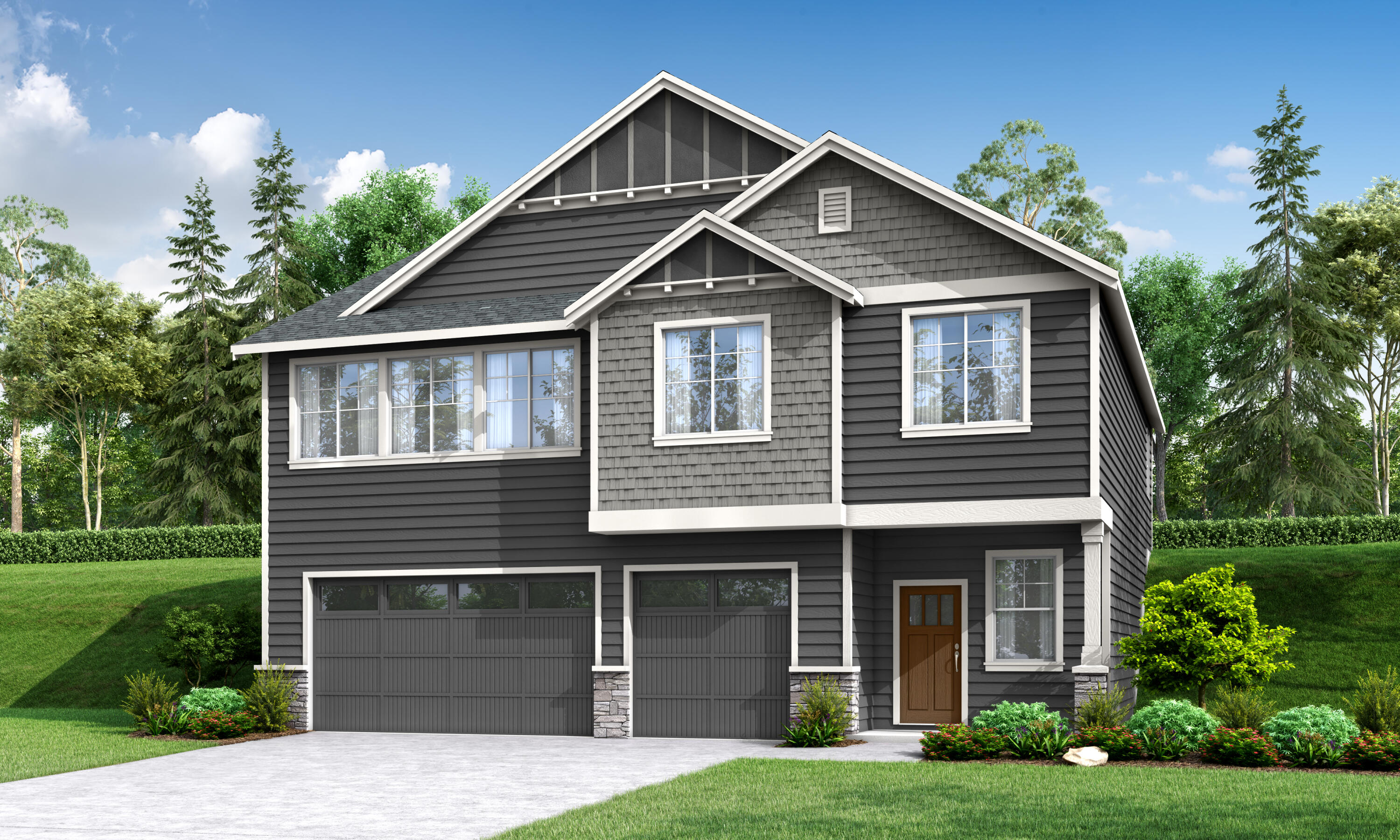 FINANCING INCENTIVES AVAILABLE!! Welcome to Quail Run—a stunning community perched above the Eagle Point Golf Course, offering breathtaking views of the Table Rocks and surrounding mountains. This beautifully crafted new construction offers the perfect blend of modern design, comfort, and functionality. Featuring 3 spacious bedrooms, 2 full bathrooms, and a rare 3-car garage with garage-under layout, this home is designed to meet the needs of today's lifestyle. The primary suite includes a generous walk-in closet and a private en-suite bathroom, creating your own peaceful retreat. Two additional bedrooms provide plenty of space for family, guests, or a home office.  Floor plans are computer generated and actual construction may vary. Please check in with onsite agent. Home under construction, estimated completion date: December, 2025