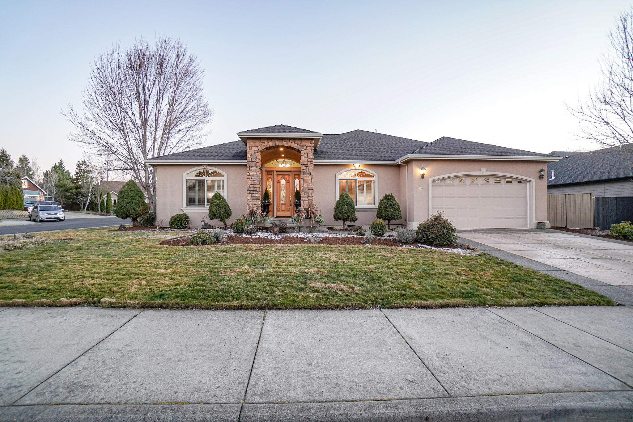 Beautifully maintained home in the desirable Eagle Point Golf Community. Enter the grand arched entry to view this popular open split floor plan. Home features a primary suite with jetted soaking tub, taller tiled dual vanity, large walk-in closet, enclosed tile 2 headed shower and a door to the covered backyard patio. 4th bedroom/office has an attached Â½ bathroom. Kitchen is great for entertaining with 2 large islands, granite countertops, large walk-in pantry, cook top, double wall oven with entry to the formal dining room. Enjoy the gas fireplace while relaxing in the spacious living/great room. Vaulted, coffered ceilings with ceiling fans. Backyard features a low maintenance yard with a huge graveled side yard. Smaller patio is open to the morning sun, larger patio is covered. Come check out this beauty today!!!