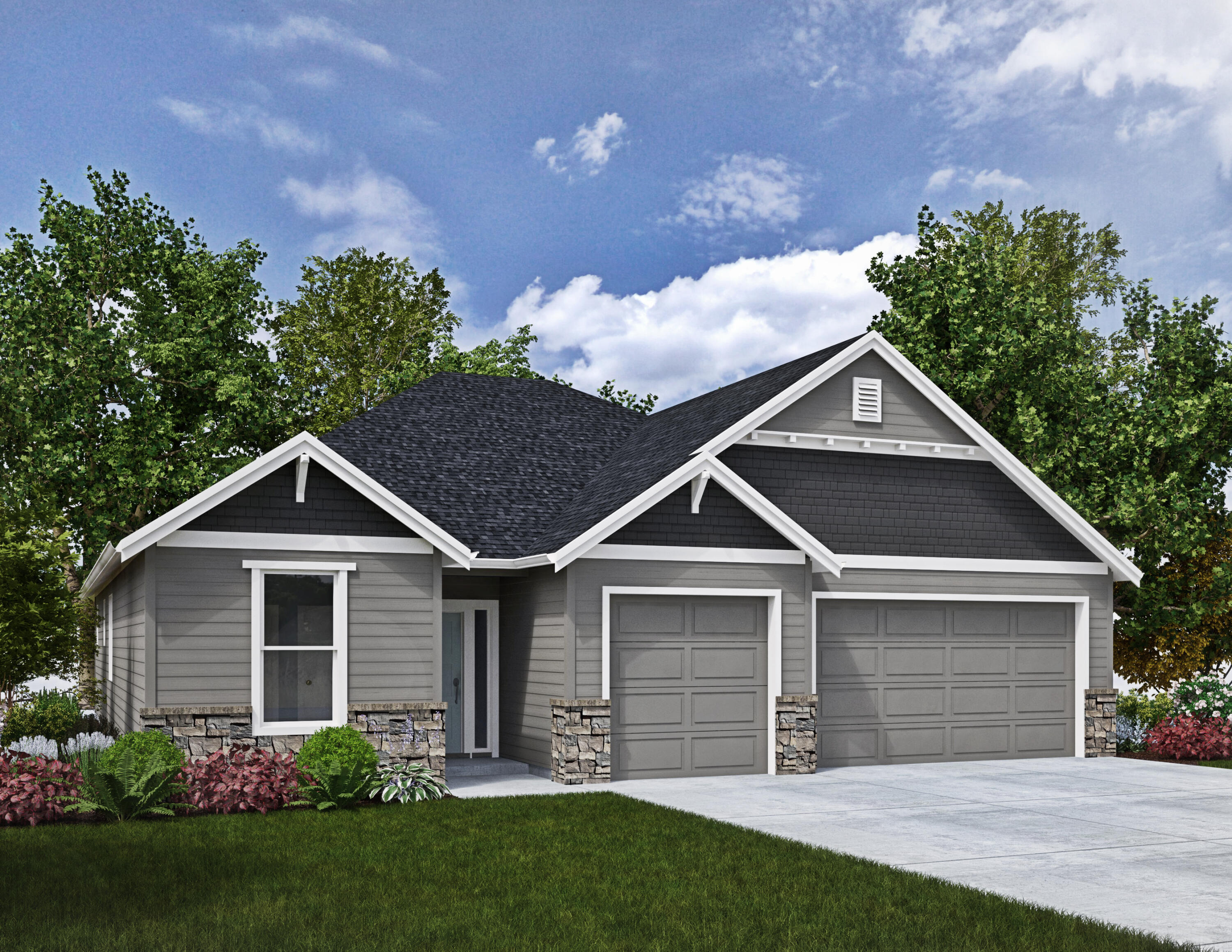 New construction in the desirable Eagle Point Golf Community.  If you're looking for a brilliant one-story home, The 2001 will not disappoint! Four full bedrooms with two and a half bathrooms, a spacious laundry room, and a soft carpeted great room with an optional fireplace are just a few amazing features you'll love about this single level plan. Mornings are a piece of cake with two bedrooms sharing a full bathroom, and another half bath just around the corner. Enjoy coffee in the dining nook overlooking the backyard, or step outside yourself with quick patio access. The master soaking tub will provide much-needed relaxation, while the great room open to the kitchen will serve to entertain both family and guests. Floor plans are computer generated and actual construction may vary. Estimated Completion date: December, 2025.