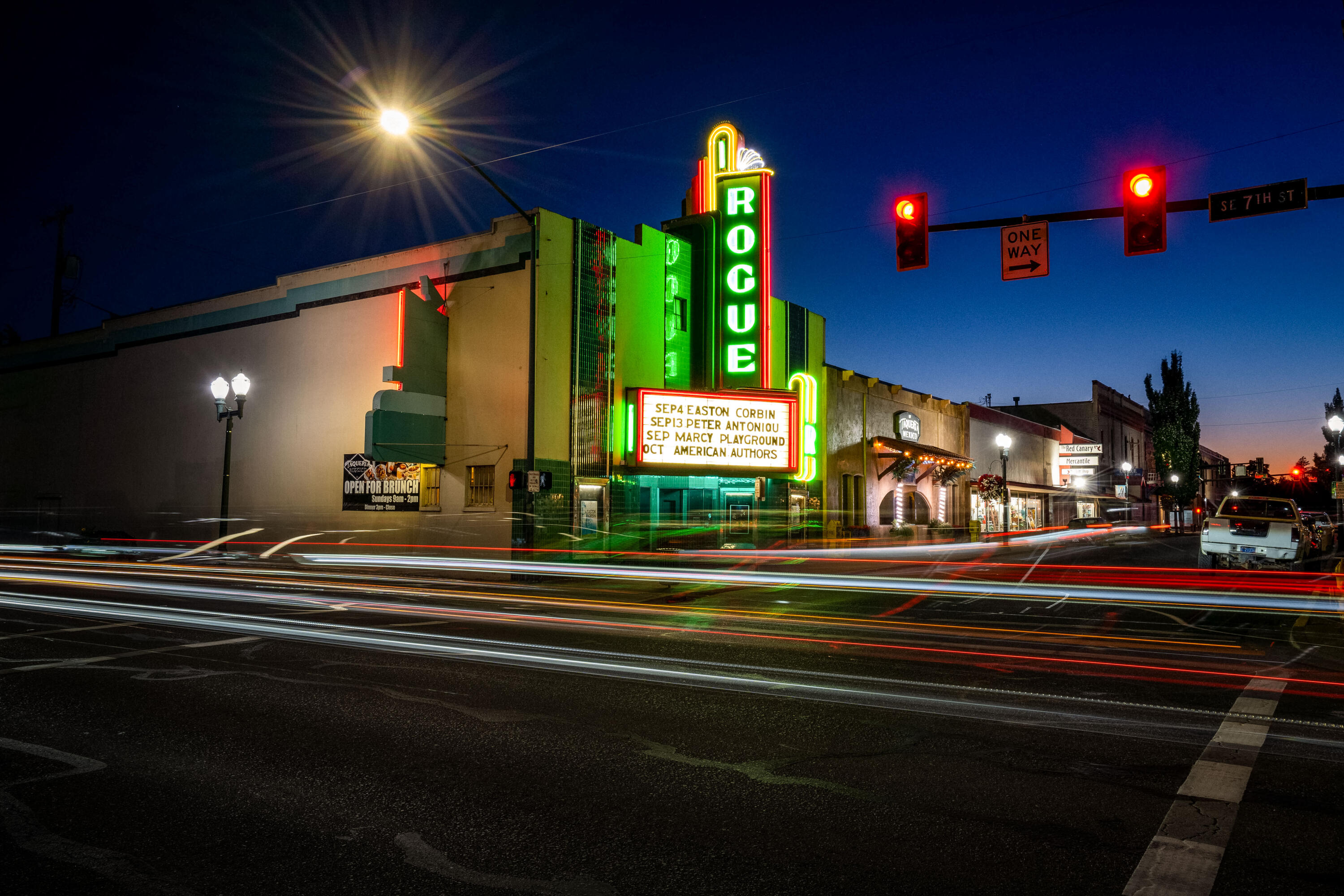 Step into a true Grants Pass landmark! At 84 years strong, The Rogue Theatre is ready to welcome its next owner to carry on its legacy of entertainment and community connection. Originally built during the Great Depression, this historic venue drew audiences from near and far to experience the magic of the silver screen.

Since 2000, The Rogue Theatre has thrived as a non-profit performing arts hub, hosting live concerts, theatrical performances, dance, film showings, and more. Its recent upgrades include state-of-the-art sound, lighting, and HD projection systems, ensuring every performance delivers an unforgettable experience.

Perfectly situated in the heart of Grants Pass, the theatre is just steps from the vibrant G Street Arts District, offering endless options for dining, shopping, and nightlife. Whether you're settling in with a drink and a snack or preparing to take center stage, The Rogue Theatre is more than a venue—it's an experience waiting to be continued.