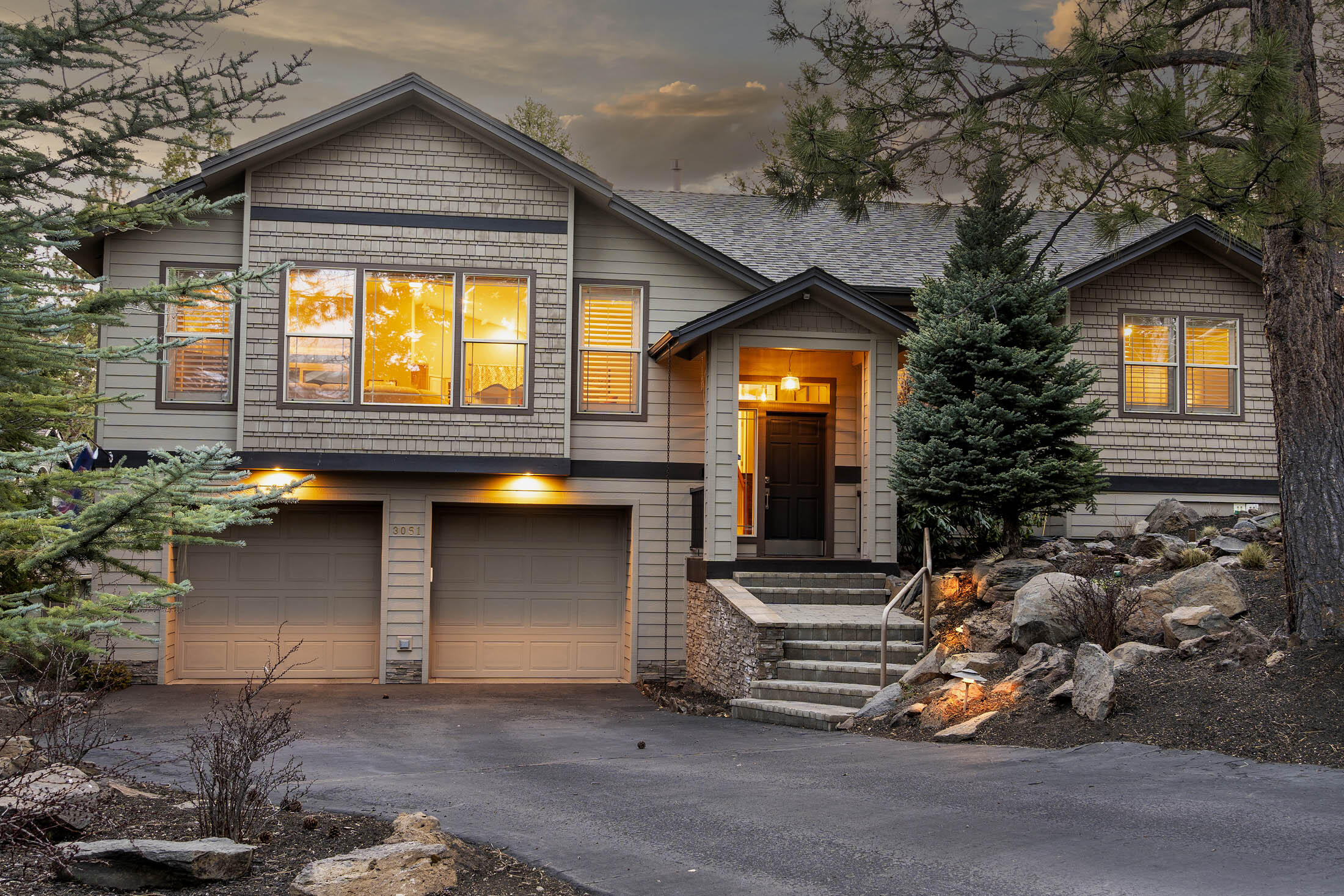 Welcome to your dream hm located in Awbrey Glen, a gated golf community.Great rm w/ vaulted ceilings, gleaming hickory hardwood floors, built in cabinets & a cozy gas FP. Kitchen has stainless steel appliances, a walk-in pantry & cabinets galore, providing ample space for storage. Office is perfect for those who work from hm, featuring built-in desk & cabinets that offer an organized space to work in. Primary BD is a peaceful retreat w/ a FP, a walk-in closet & a slider leading out to the back deck. Stunning remodeled BA boasts a luxurious spa-like feel. Guest Suites are spacious & can comfortable accommodate king-sized beds. All Interior doors are solid core & new. Oversized 2-car gar has ample rm for a golf cart,This beautiful hm backs up to a common area, providing the perfect blend of privacy & tranquility.New roof Sept. 2022 & valley equipped w/ heat tape. Leaf guard installed on gutters. Plus house has a whole hm humidifier. Low HOA is $86/month. And much, much, more!