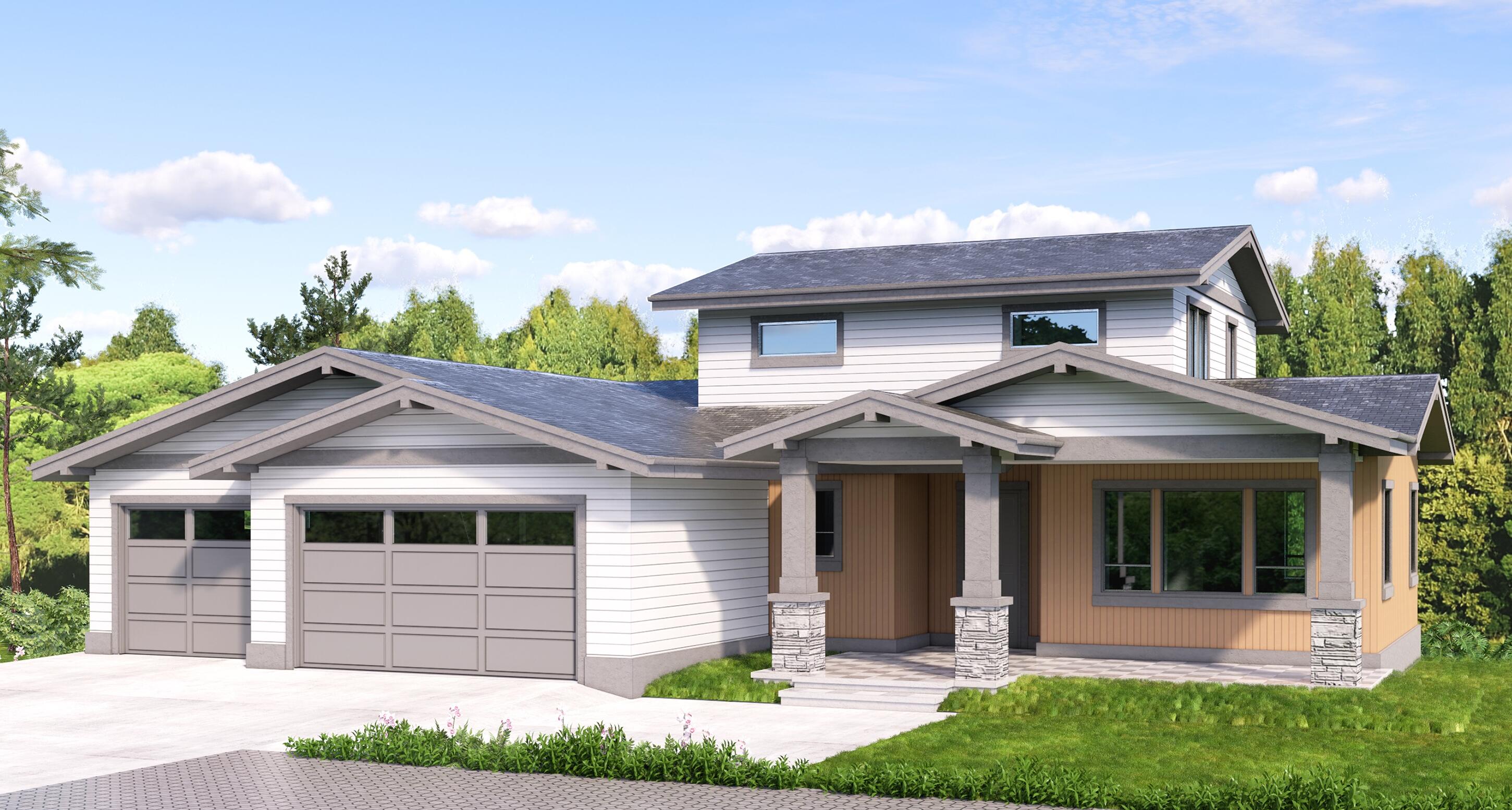 Beautiful brand-new home currently under construction on Bend's Westside close to Shevlin Park, Deschutes National Forest, mountain biking and hiking trails. Shevlin West lot 99 is in a new subdivision that has it all. This beautiful two story home offers a partial mountain views and a serene, private back yard and paver patios. Great room concept: open floor plan with ample large windows with a light & bright feeling. Living room features filtered mountain views, elevated natural gas fireplace with built-ins on each side. Main floor primary bedroom with a large bath: twin vanity, tiled shower and huge walk-in closet. Island kitchen has professional grade stainless steel appliances, refrigerator and slab quartz countertops. Upstairs is a generous bonus space, two additional bedrooms, and shared bathroom with tiled tub/shower and tile floors. Deep 3 car garage with ample room for all your outdoor gear.